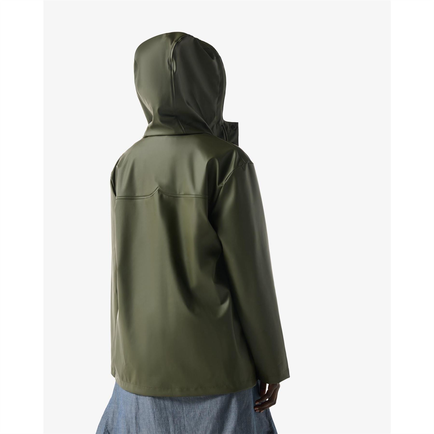 Hunter Solid Patterned Hooded Snap Button Rain Jacket