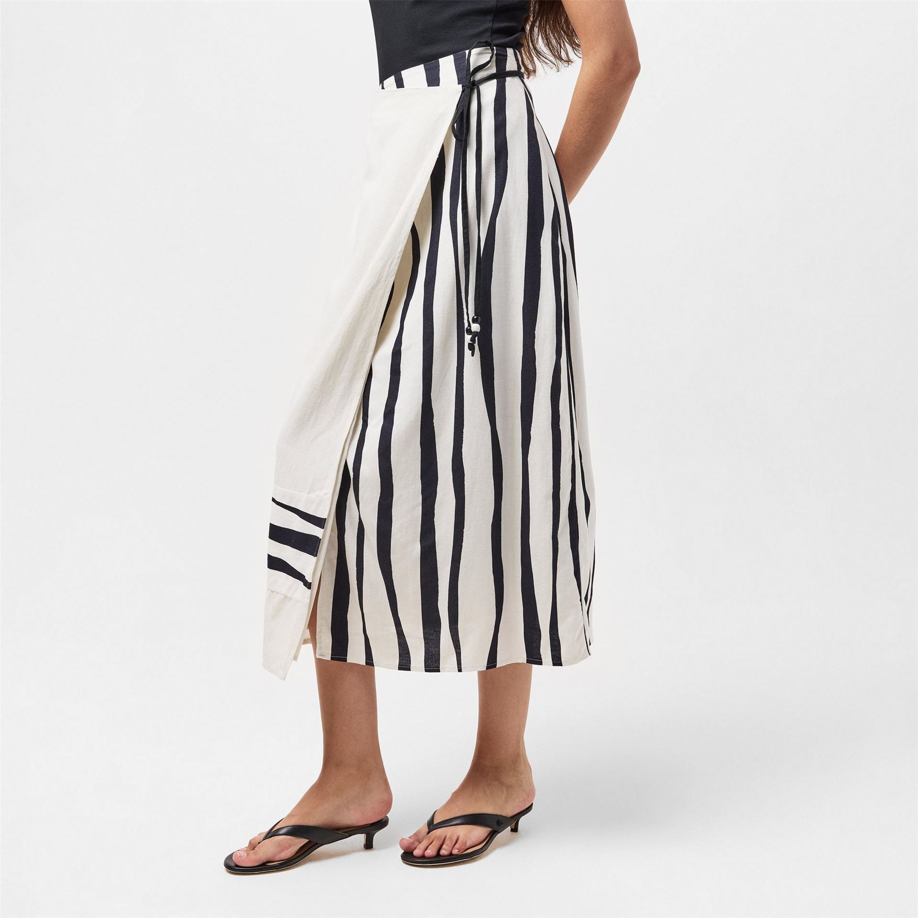 French Connection Genevieve Maxi Stripe Patterned Wrap Skirt