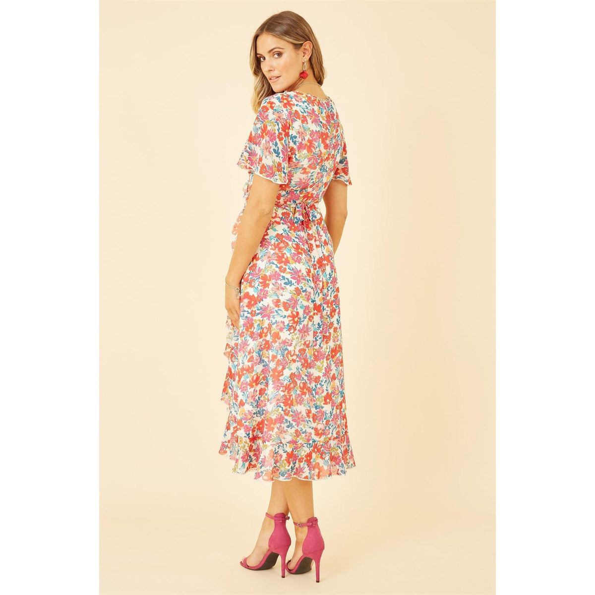 Yumi Floral Wrap Midi Dress