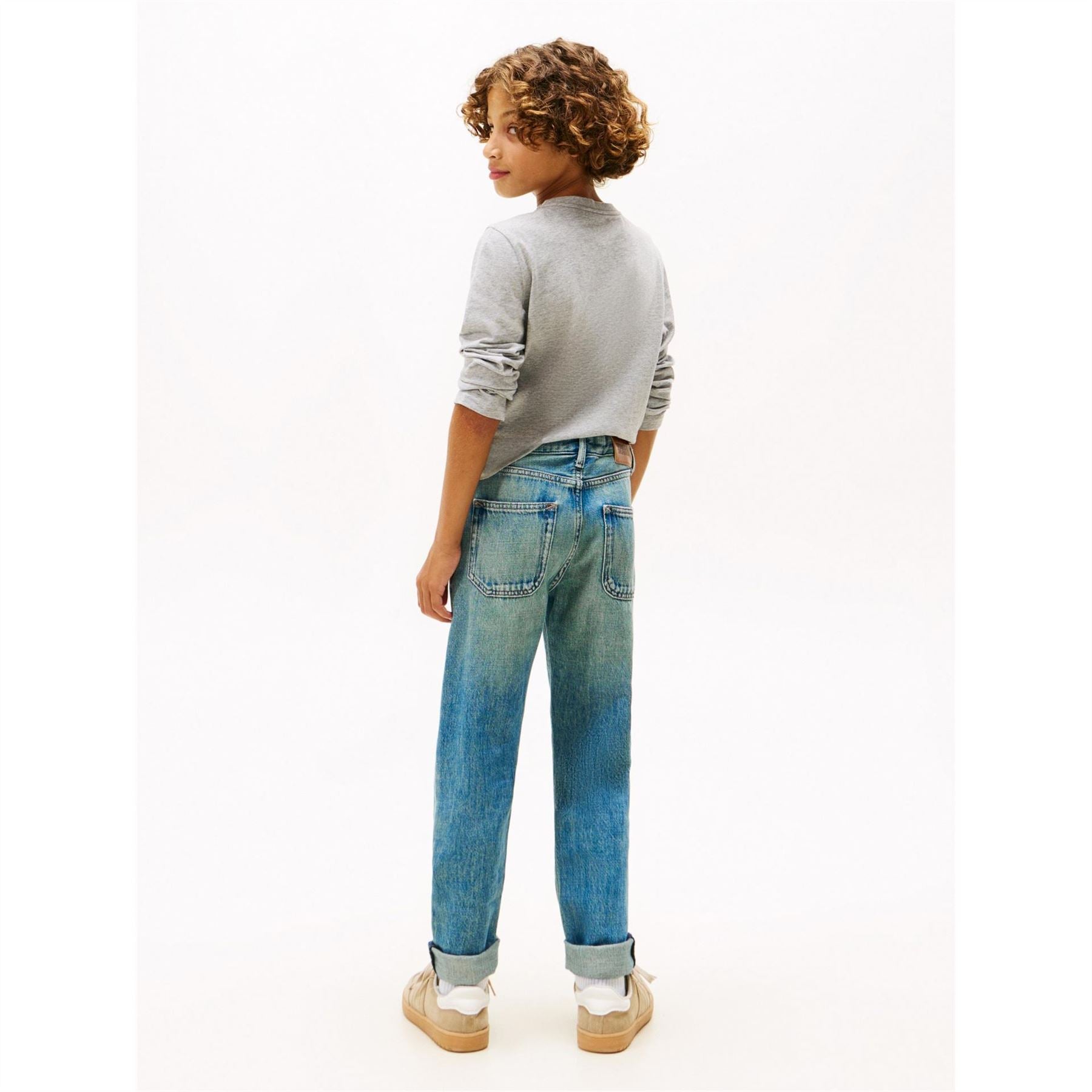 Tommy Hilfiger Durable Denim Adjustable Waist Straight Leg Jeans