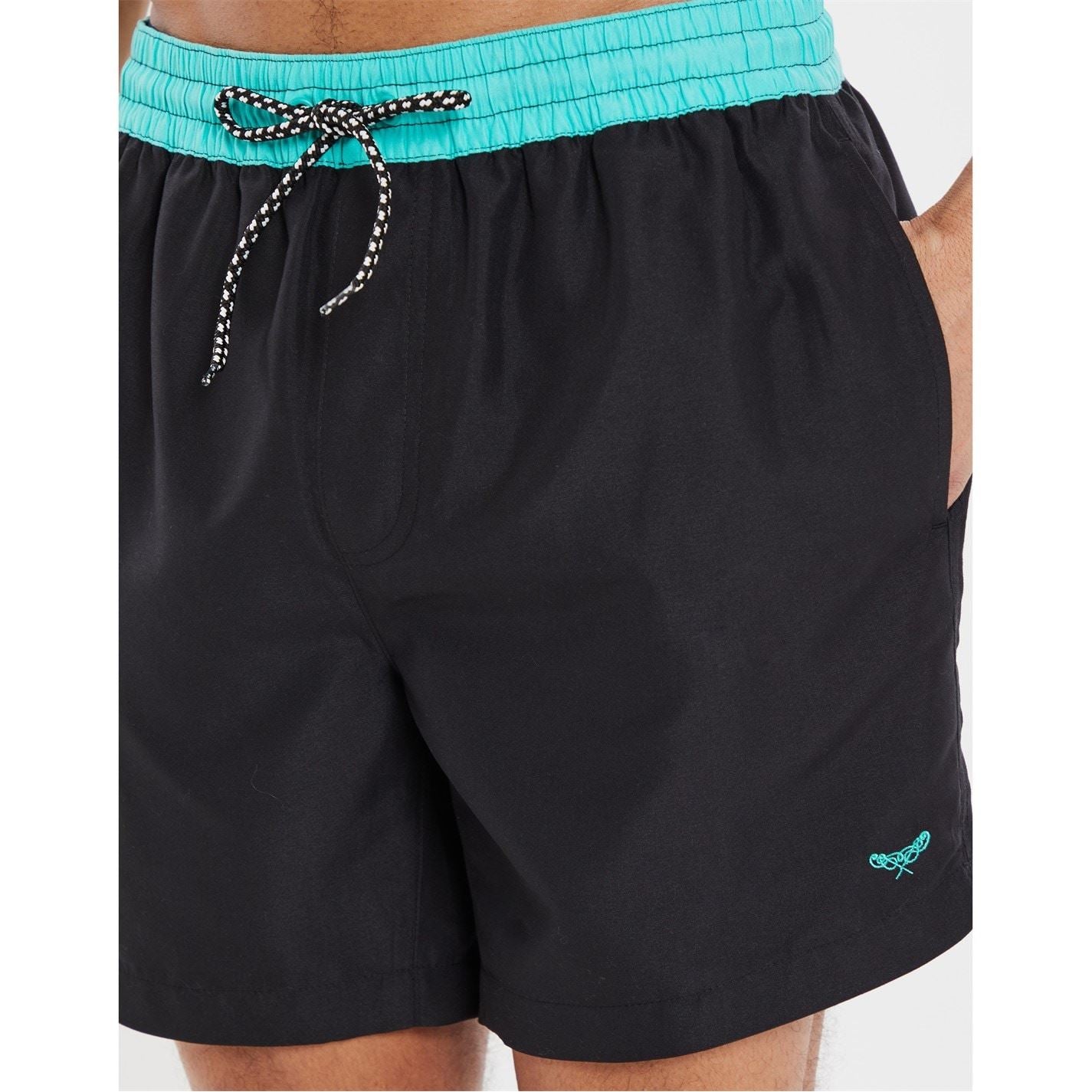 Threadbare Plunging Neck Regular Fit Swim Shorts