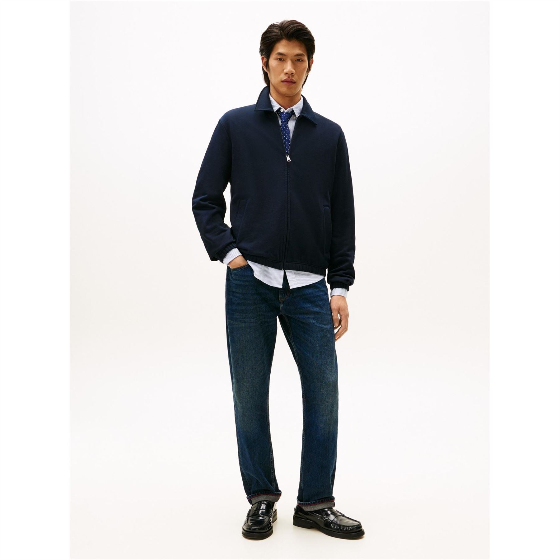 Tommy Hilfiger Terry Solid Patterned Harrington Jacket with Side and Zipped Pockets