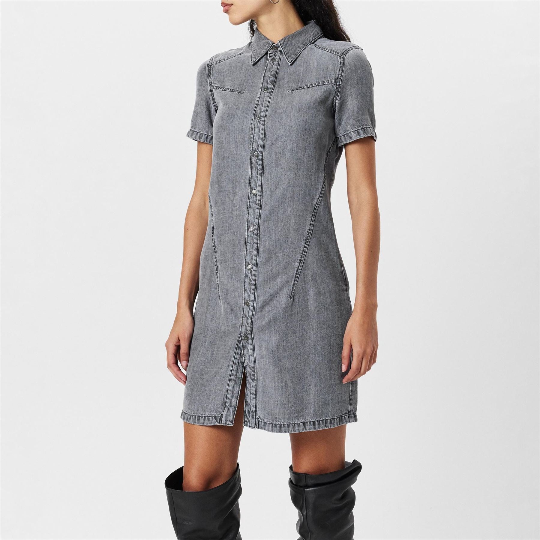 Diesel D Shirty Aito Collared Neck Midi Dress