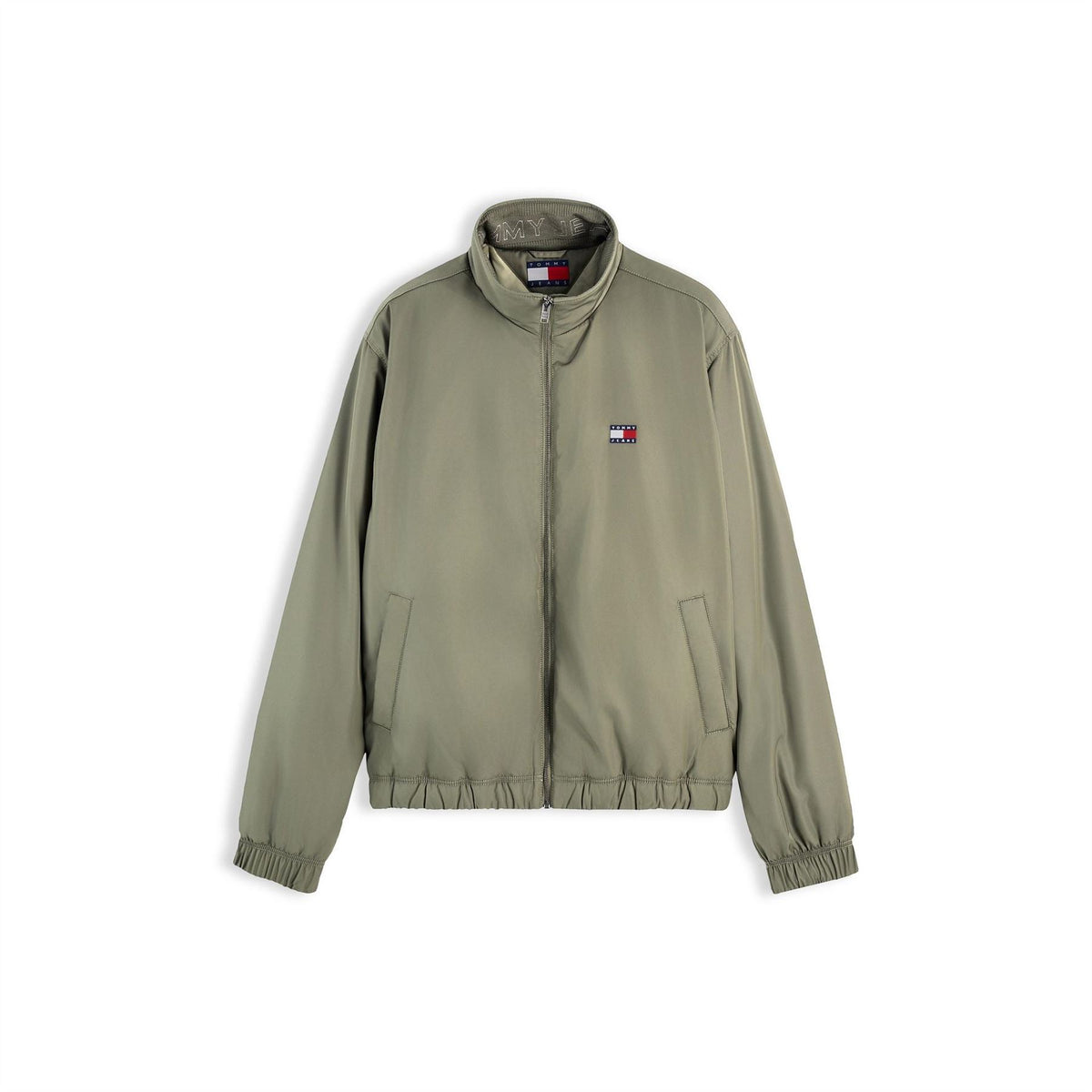 Tommy Jeans Solid Patterned Ribbed Cuff Mock Neck Harrington Jacket