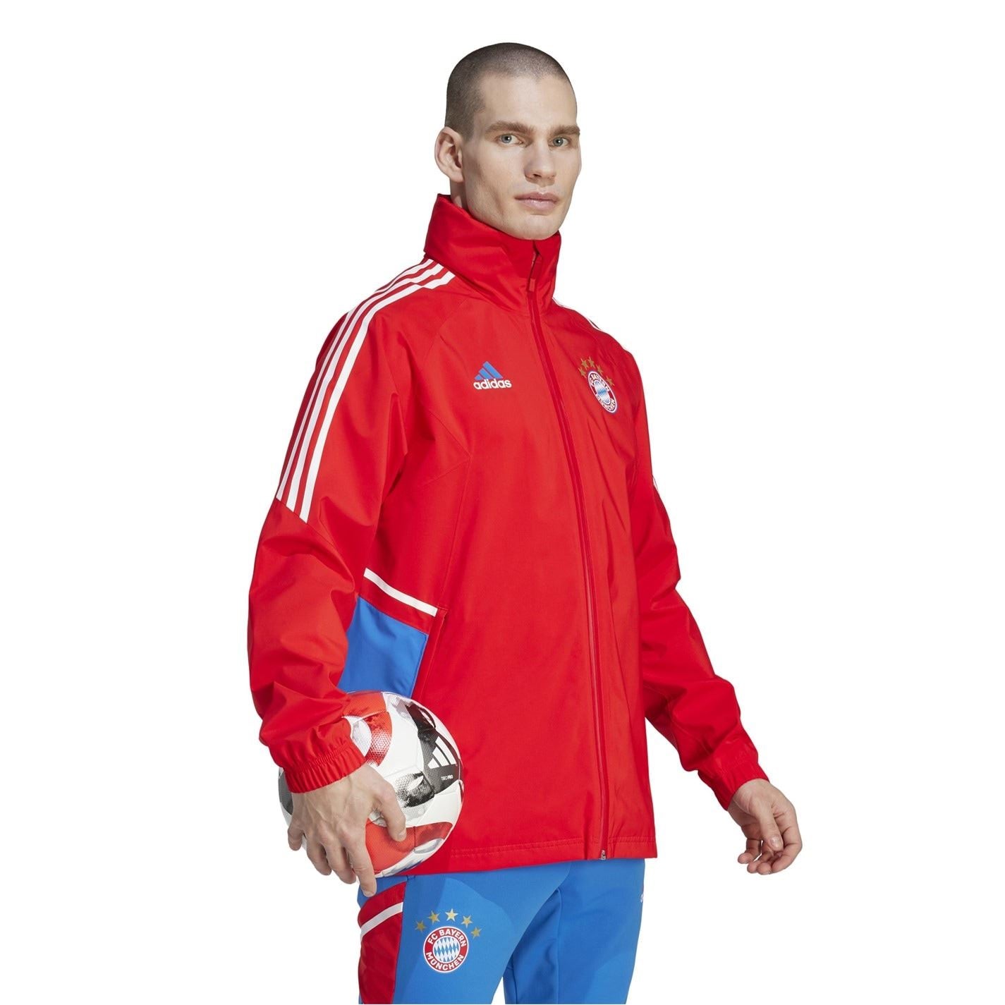 adidas FC Barcelona Full Zipper Rain Jacket with Side Stripes