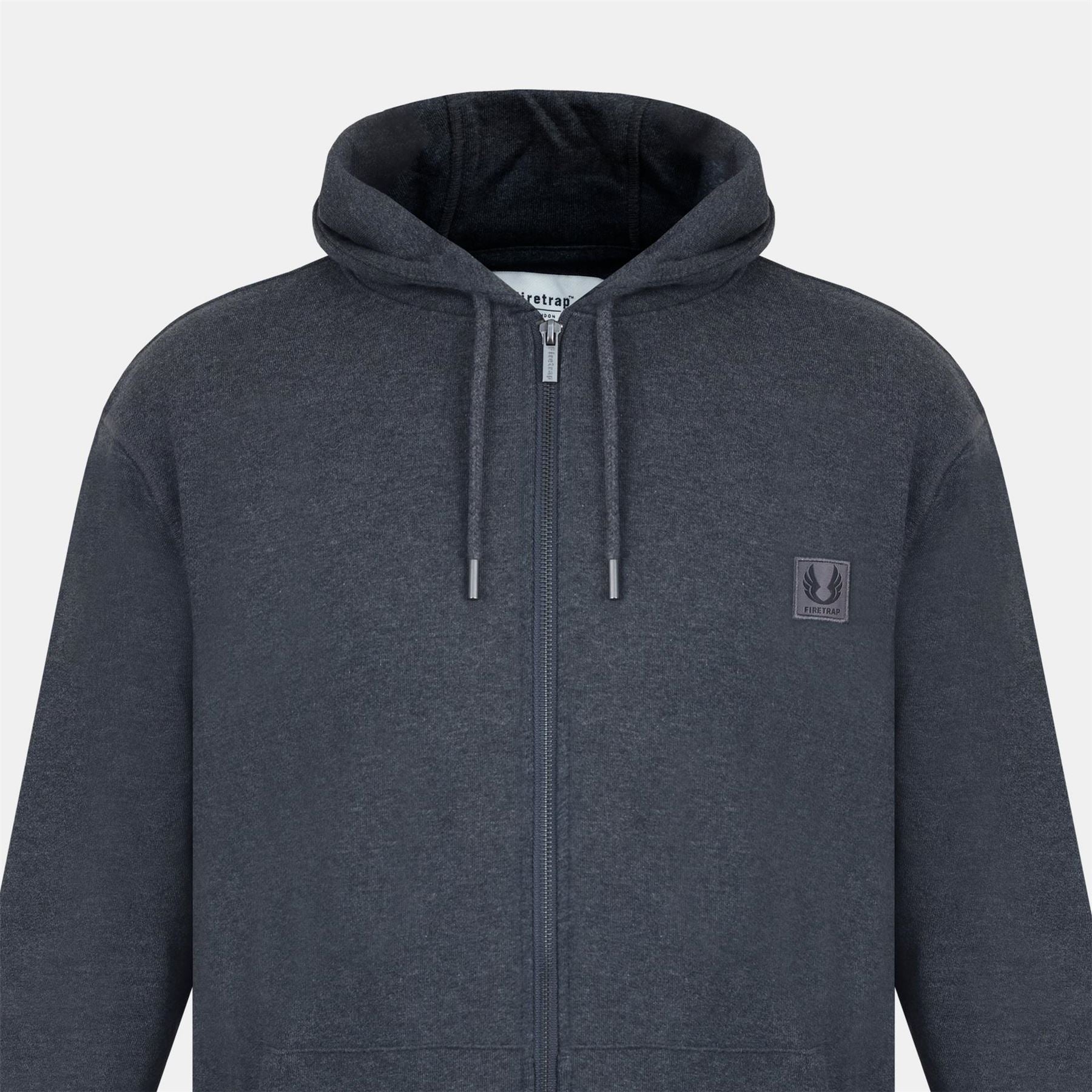 Firetrap Solid Patterned Zip Neck Ribbed Cuff Sweat Jacket