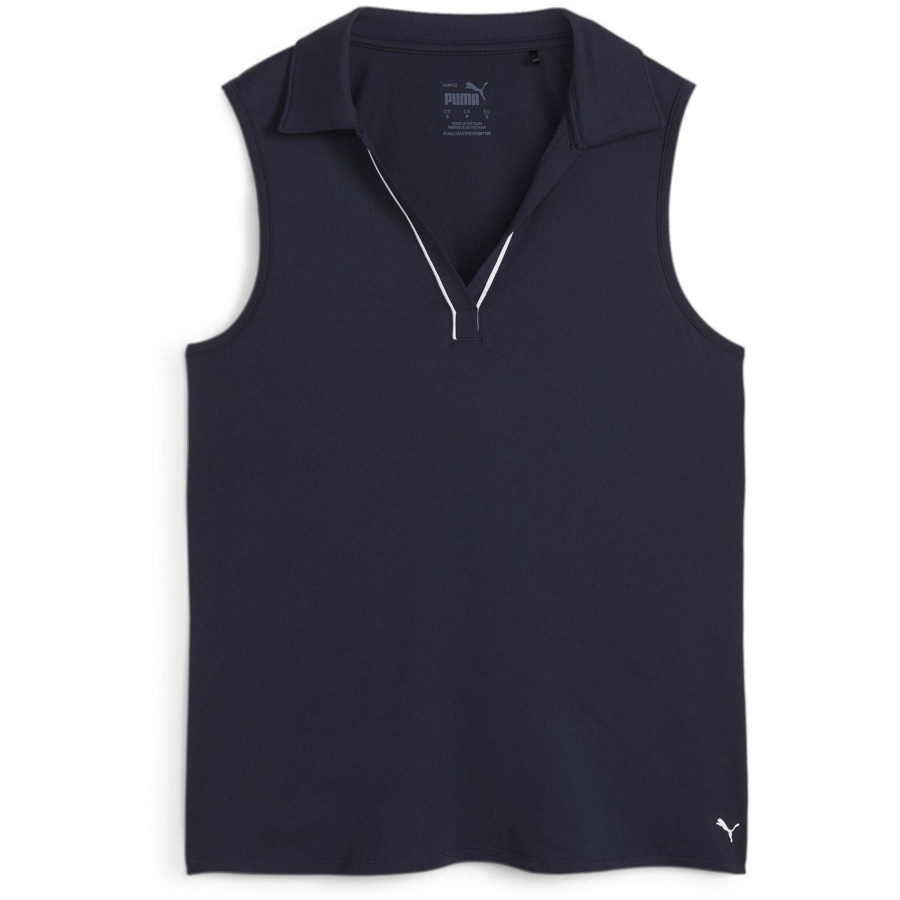 Puma Cloudspun Piped Sleeveless Performance Polo Shirt