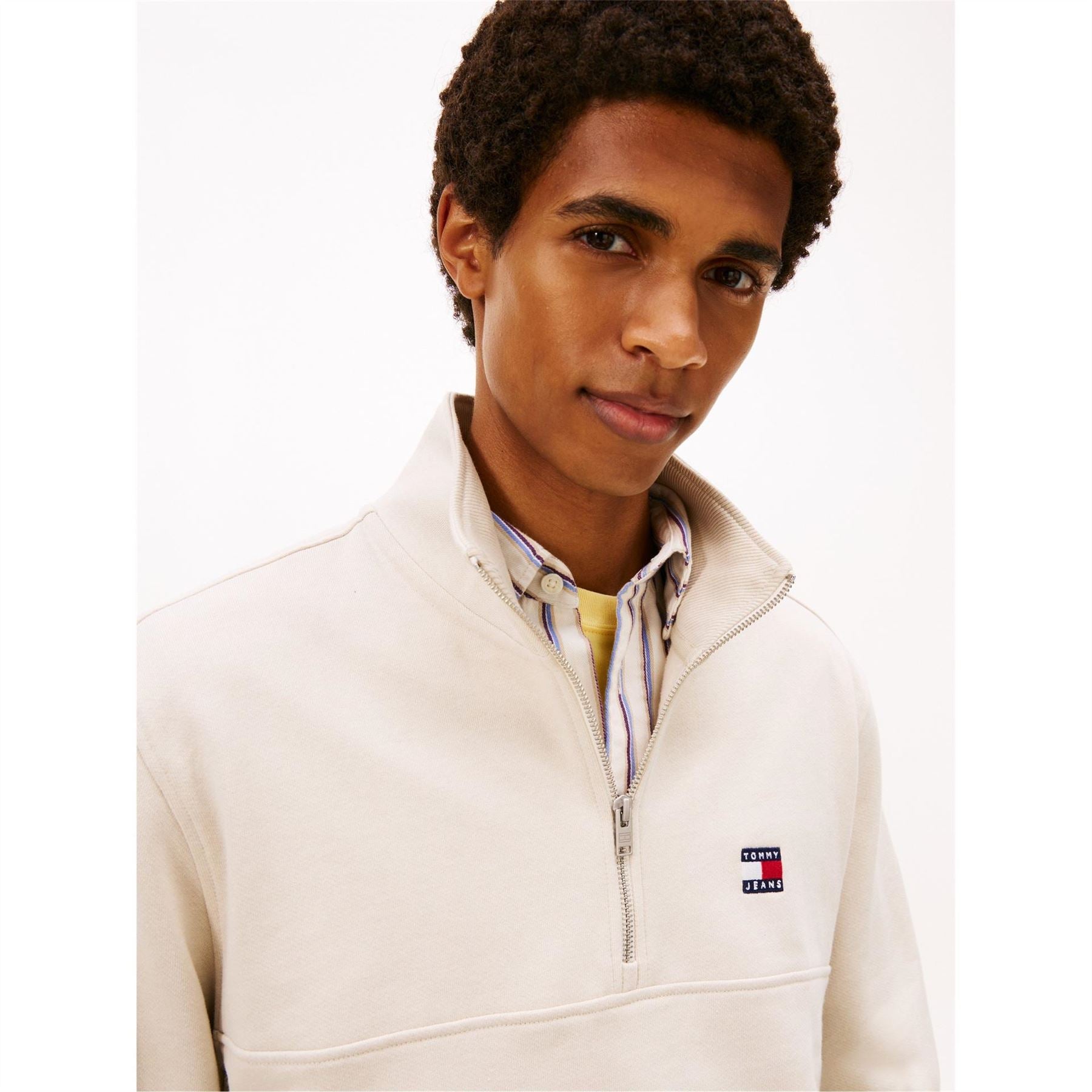 Tommy Jeans Lacoste Lettering Zip Neck Long Sleeve Sweatshirt