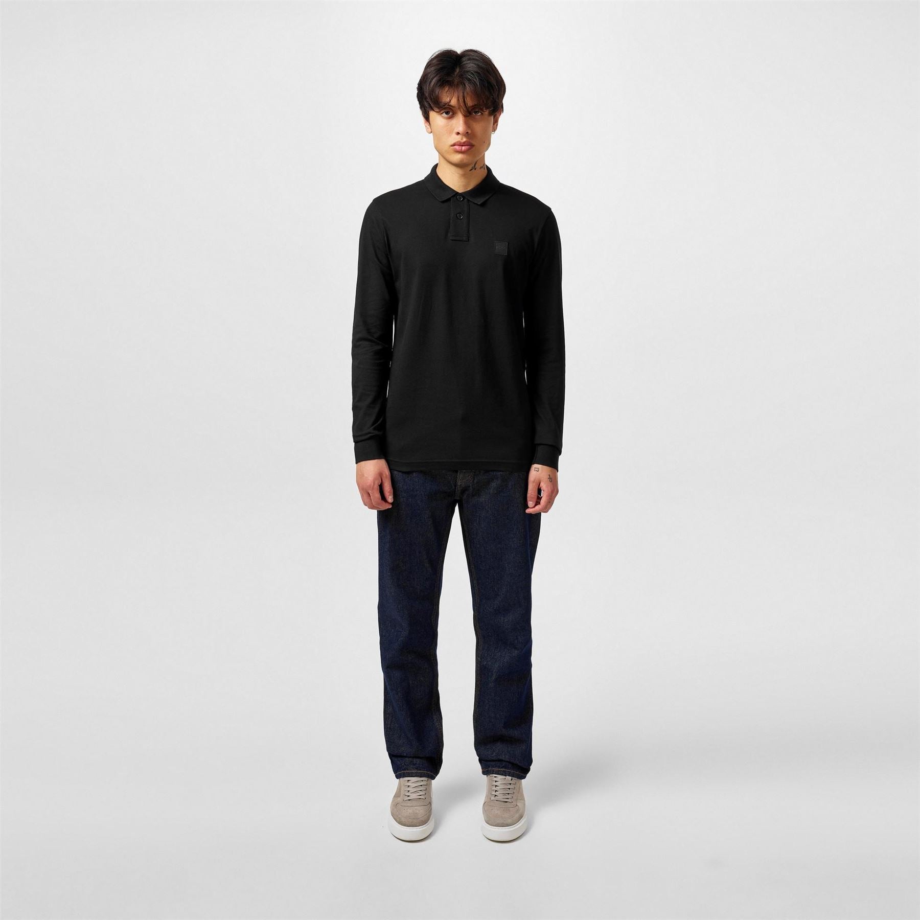 Boss BOSS ORANGE Passerby Premium Cotton Long Sleeve Polo Shirt with Logo Detail