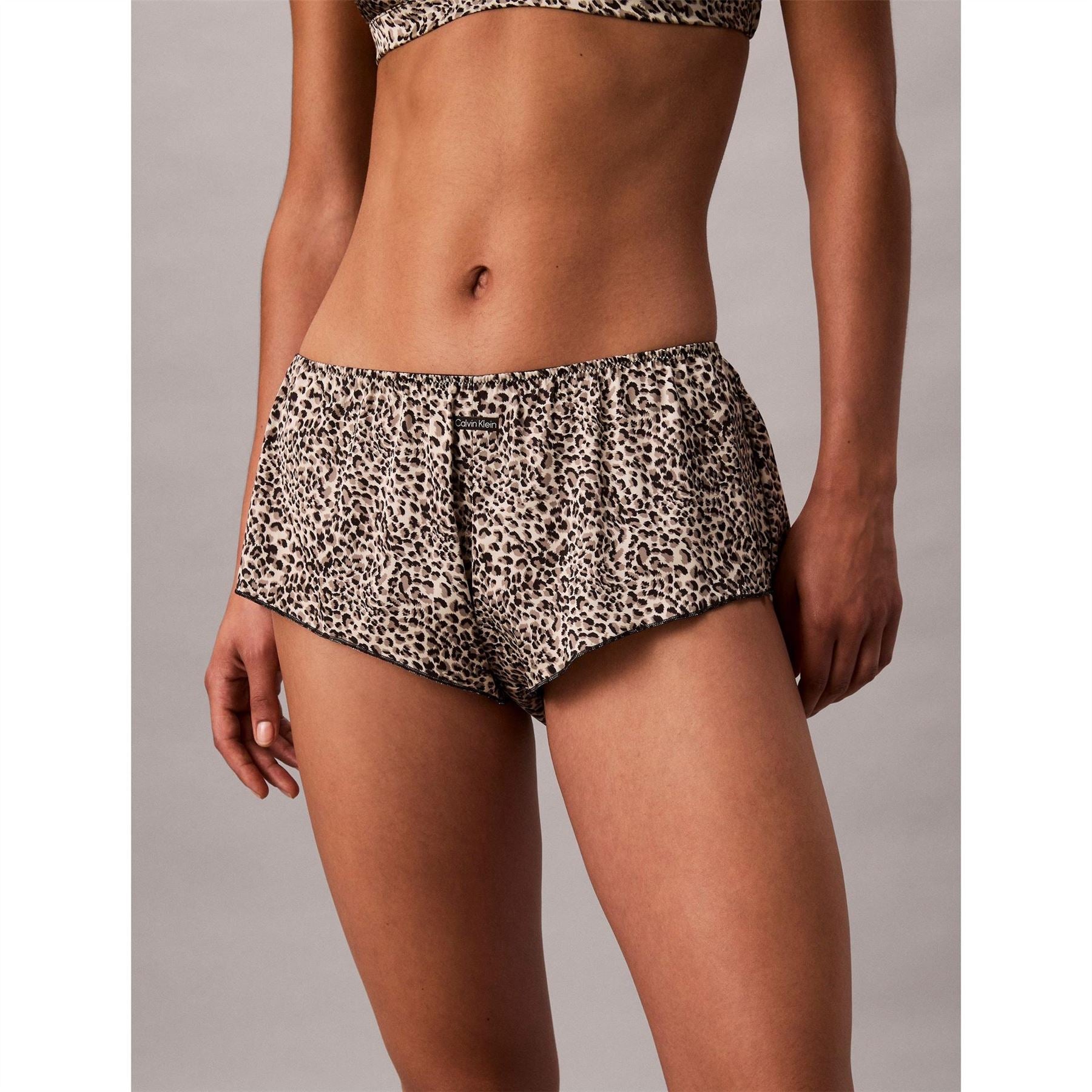 Calvin Klein Leopard Curved Hem Shorts
