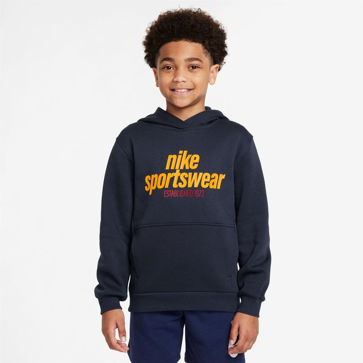 Nike Club Fleece Logo Print Hooded Long Sleeve Sweatshirt