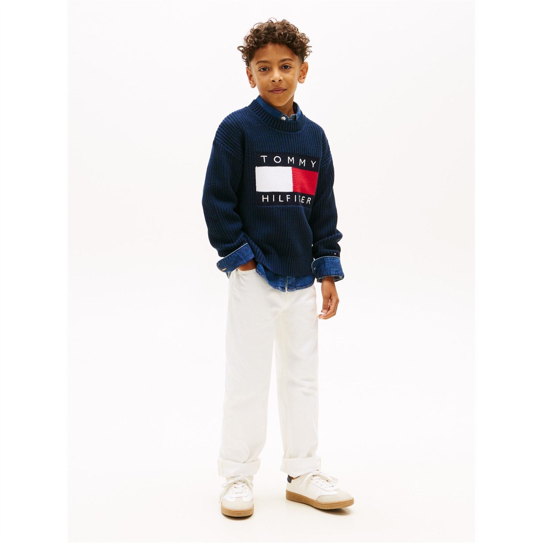 Tommy Hilfiger Heritage Embroidered Crew Neck Ribbed Collar Sweater