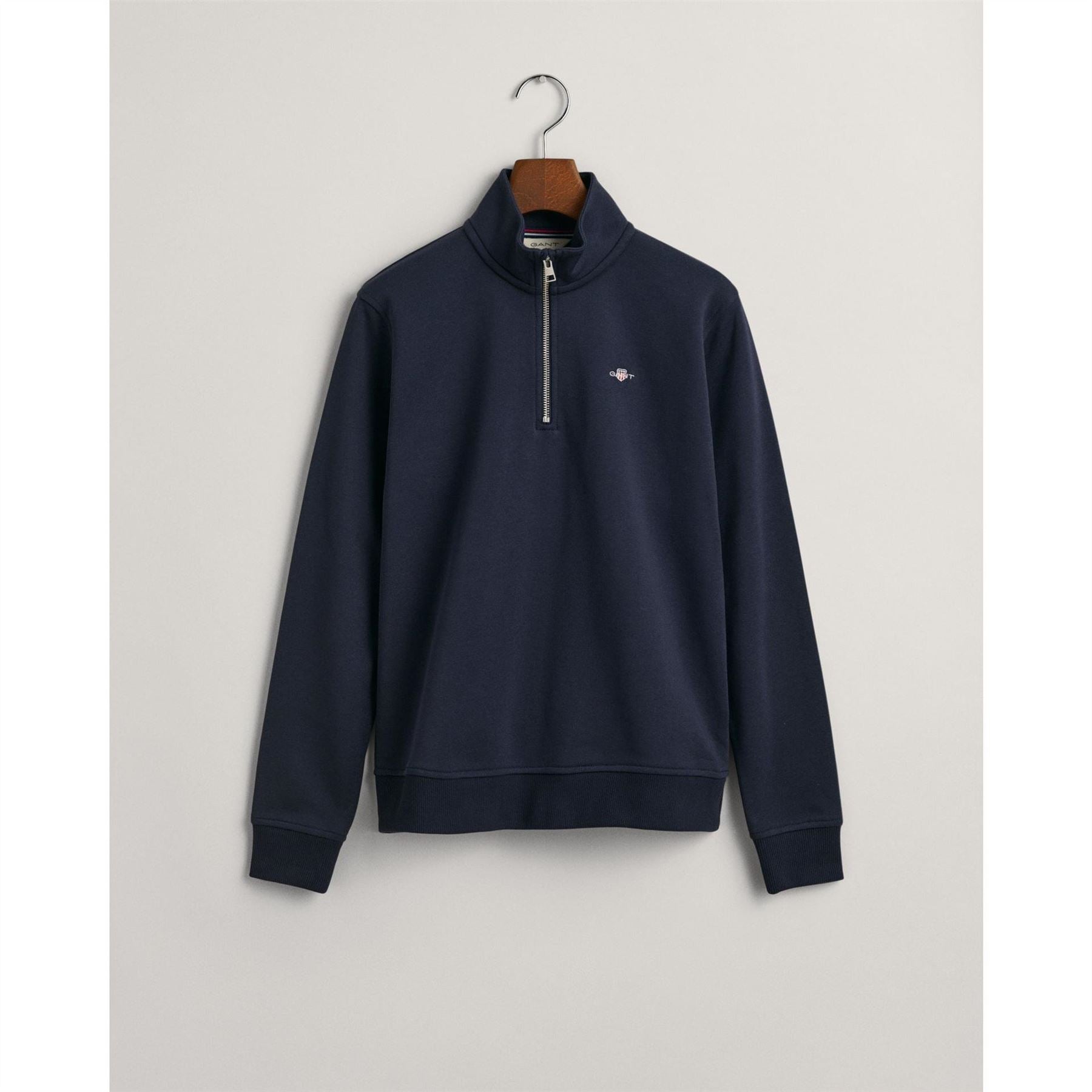 Gant Zip Neck Logo Print Regular Fit Sweatshirt