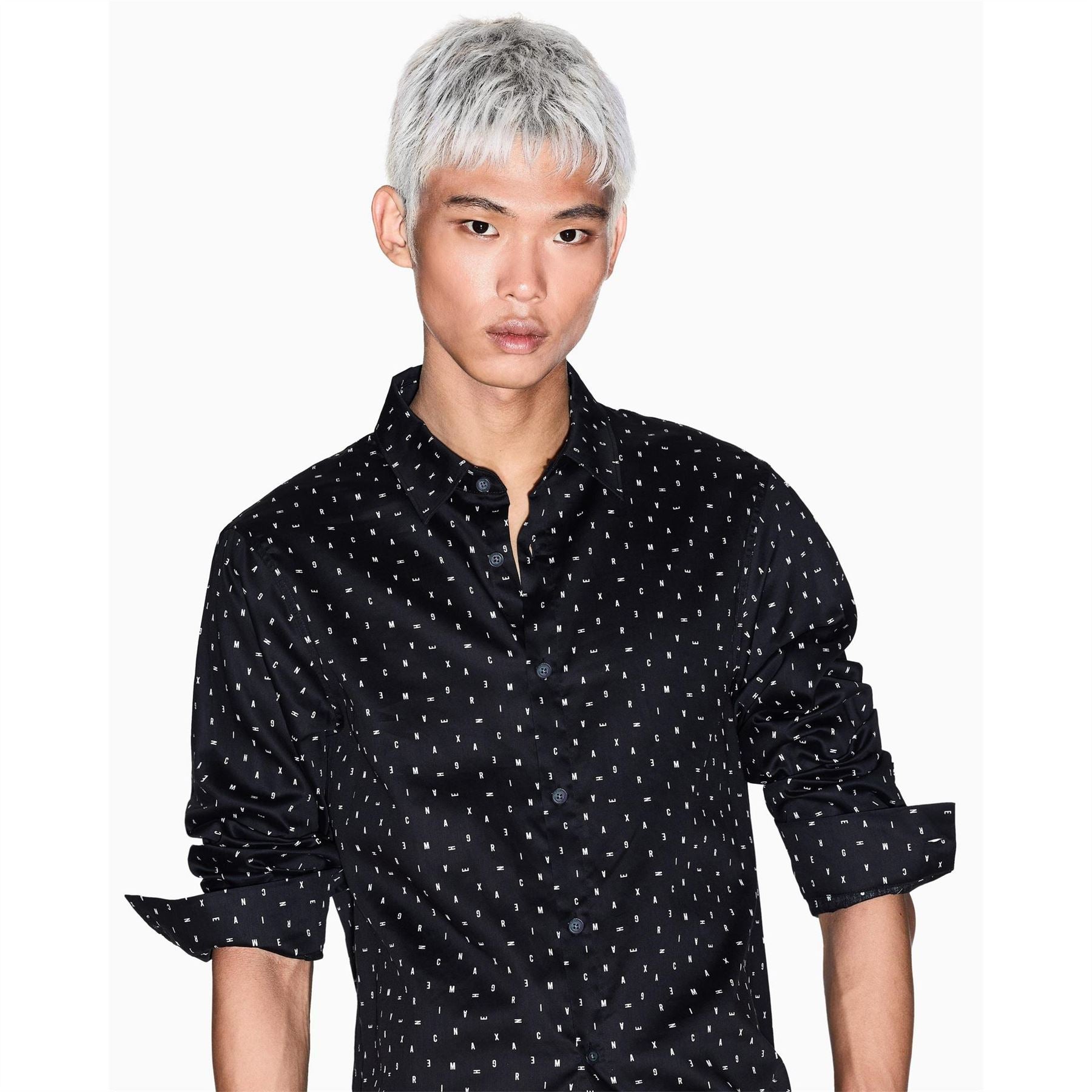 Armani Exchange Exchange Collared Neck Long Sleeve Shirt