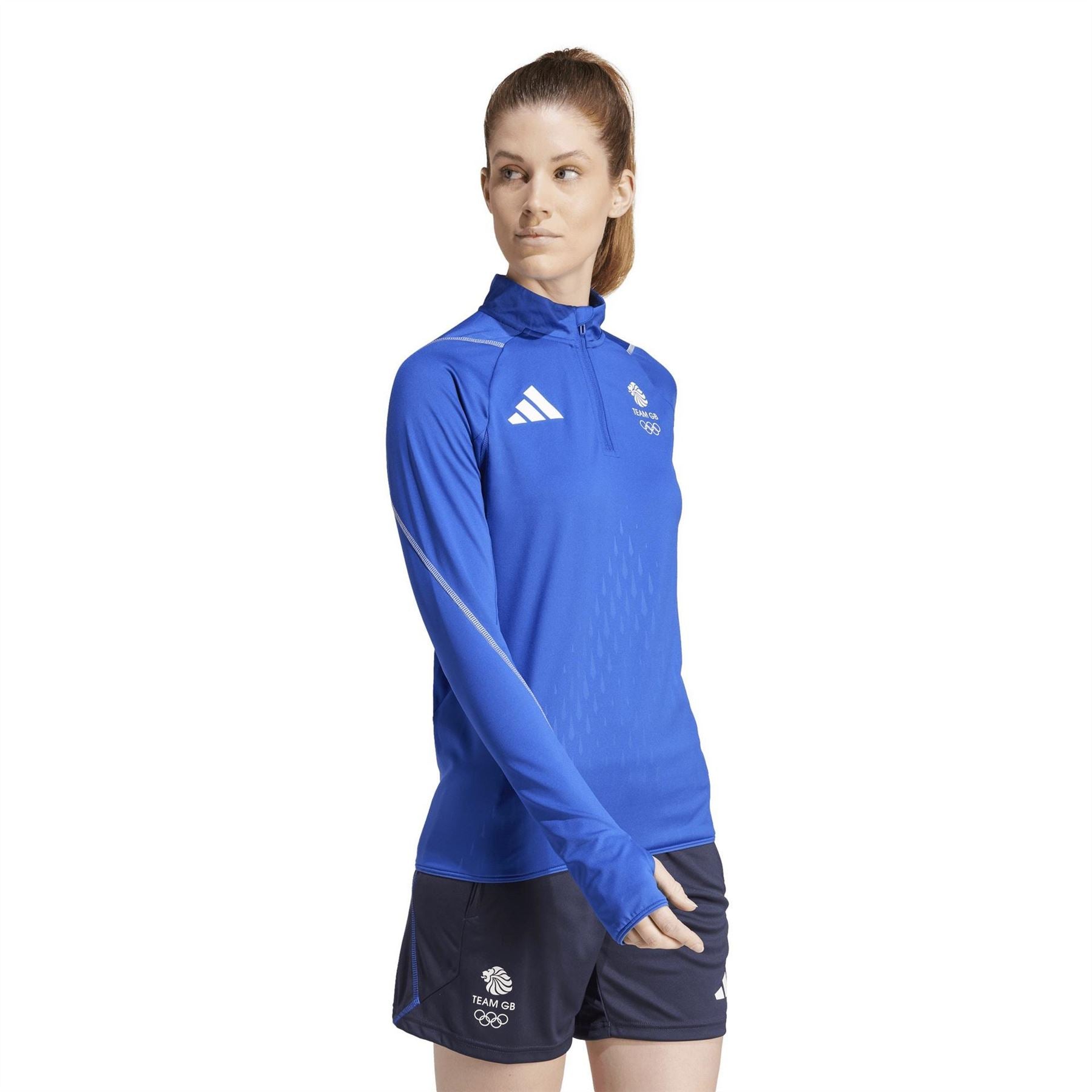 adidas Team GB Funnel Neck Long Sleeve Athletic Top