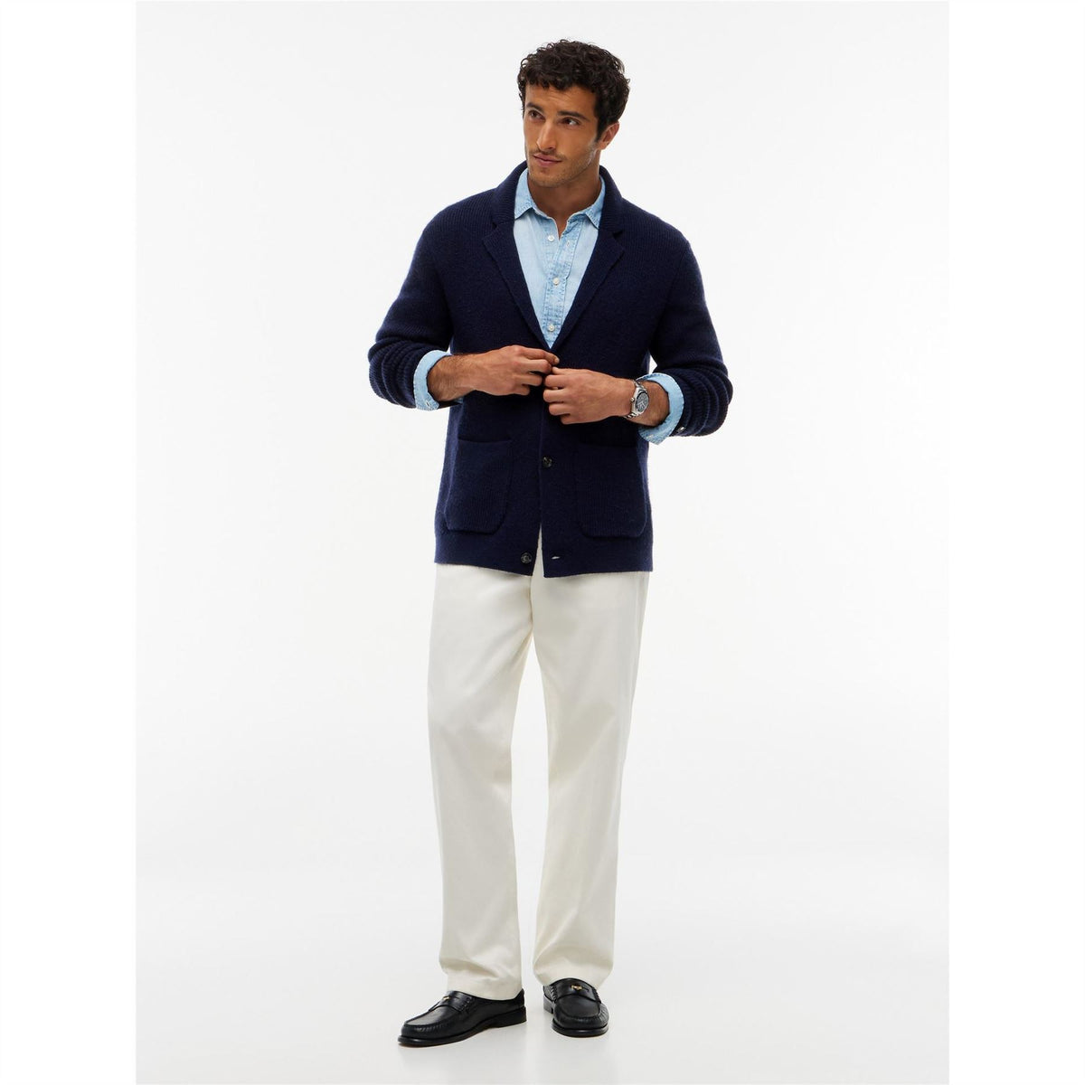 Tommy Hilfiger Ny V Neck Fine Knit Wool Relaxed Fit Cardigan