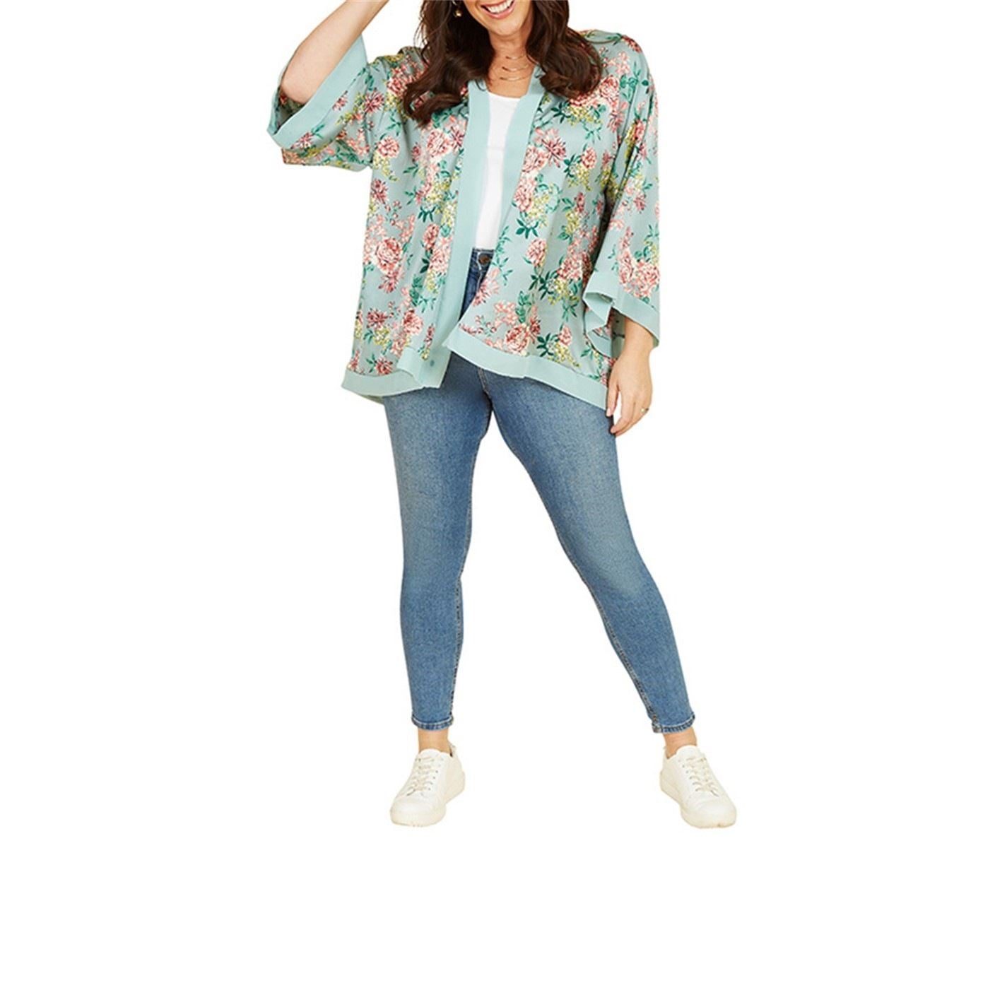 Yumi Floral Satin Kimono
