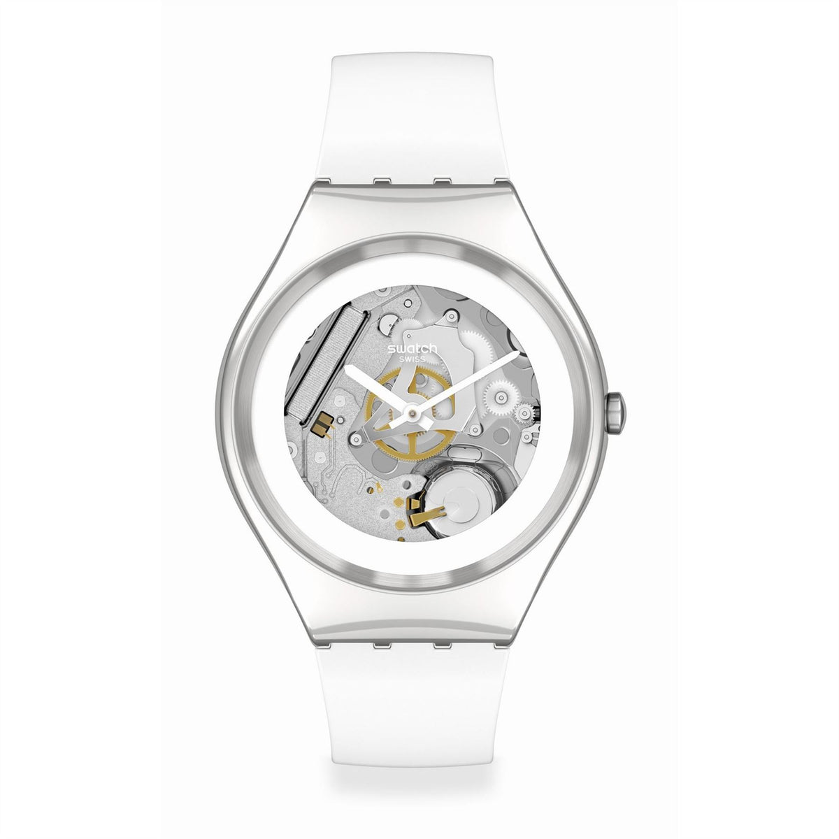 Swatch Adults Pure White Analogue Quartz Watch