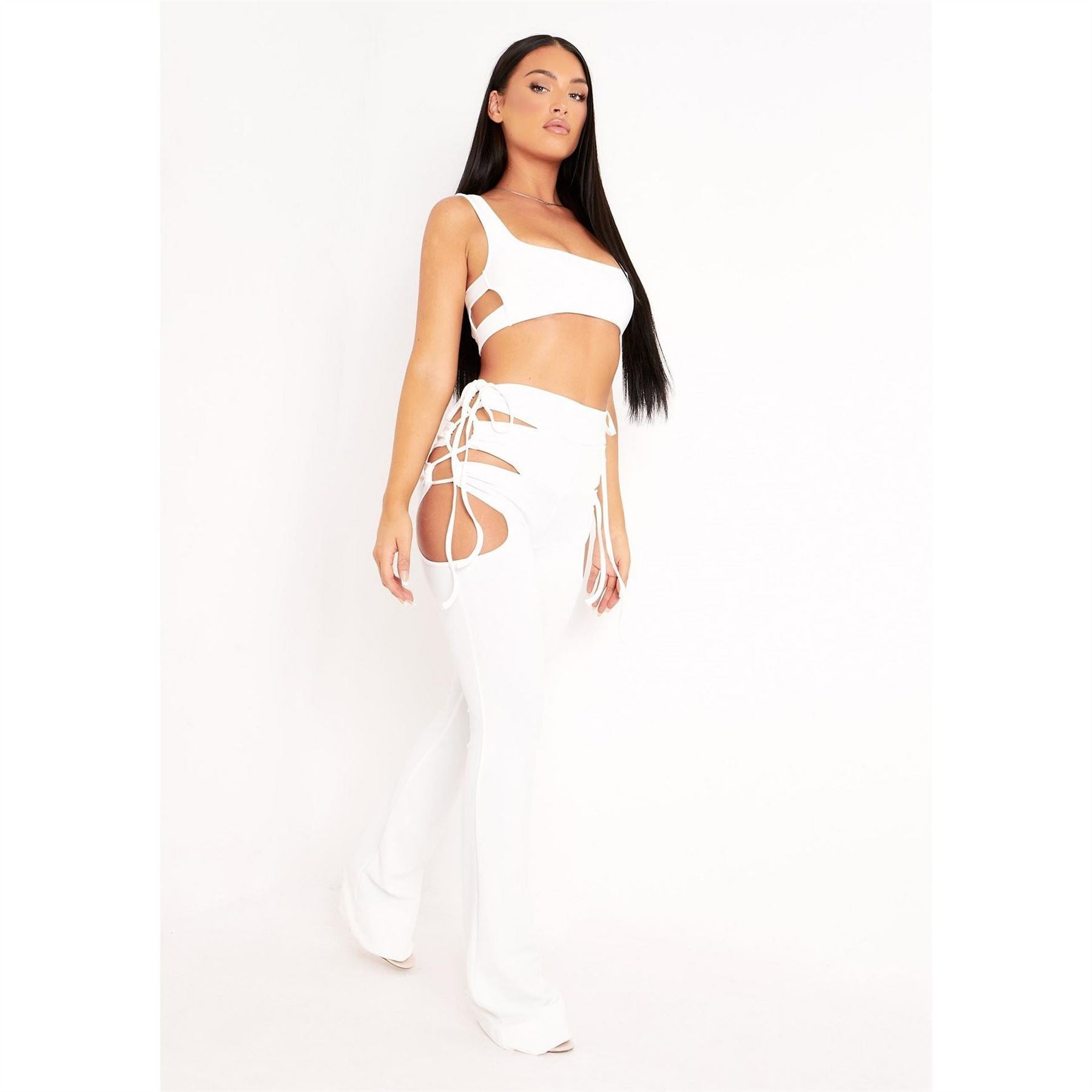 Missy Empire Out Lace Up Flared Trousers
