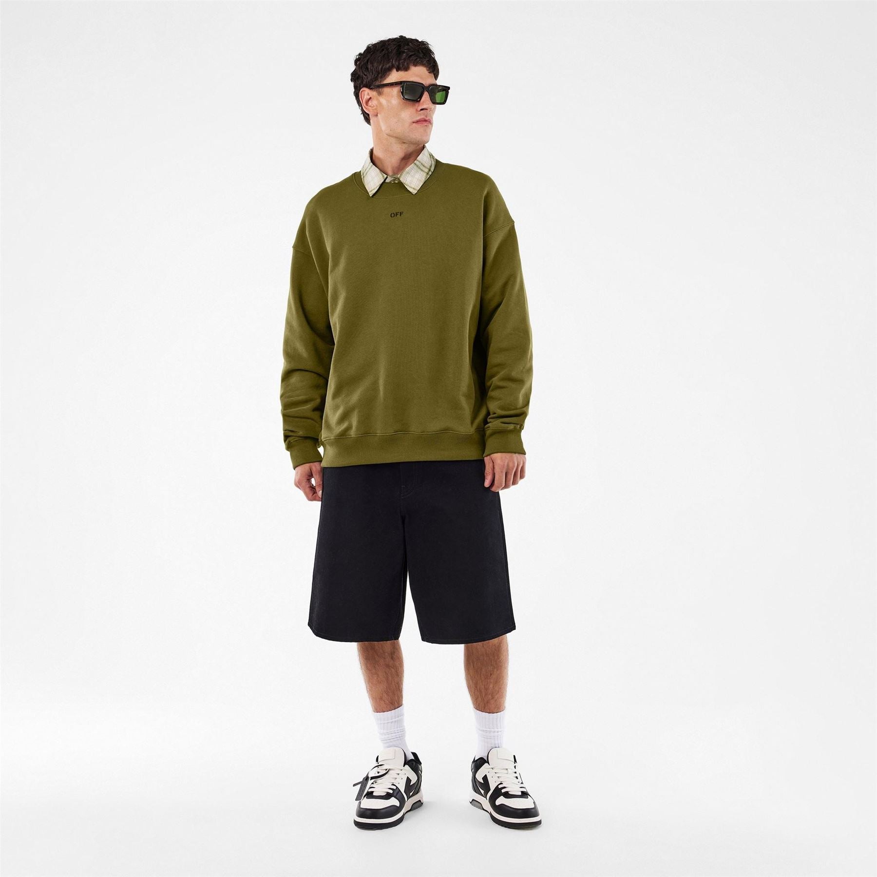 Off White Crew Neck Long Sleeve Regular Fit Sweater