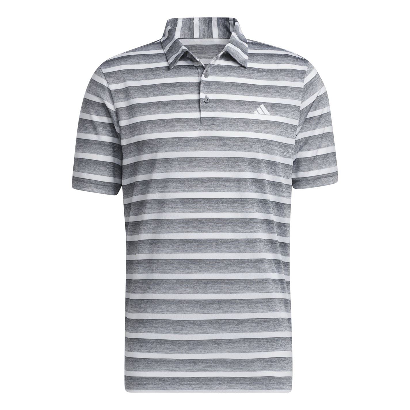 adidas Mens Two Color Striped Golf Polo Shirt
