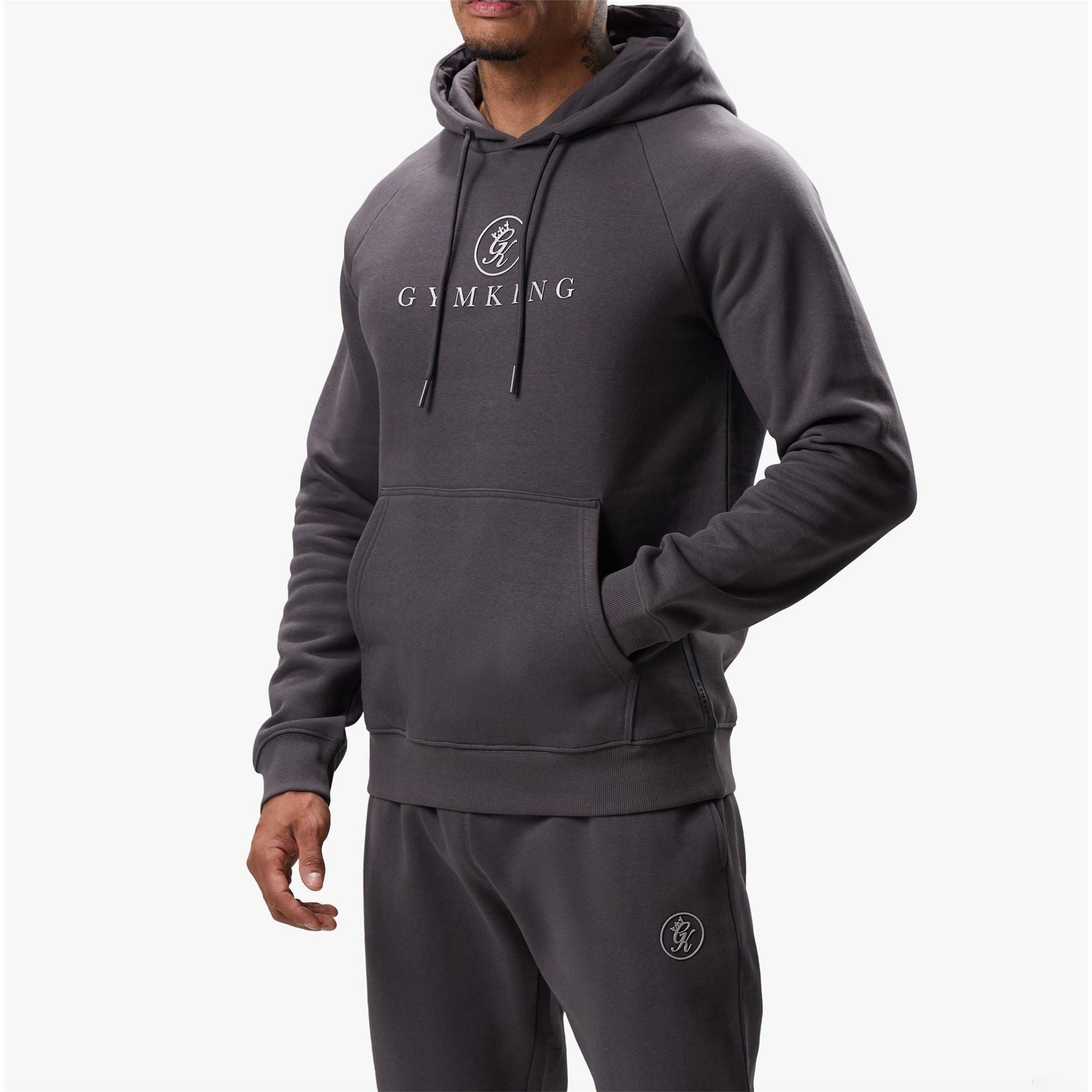 Gym King Logo Hooded Neck Raglan Sleeve Sweatshirt