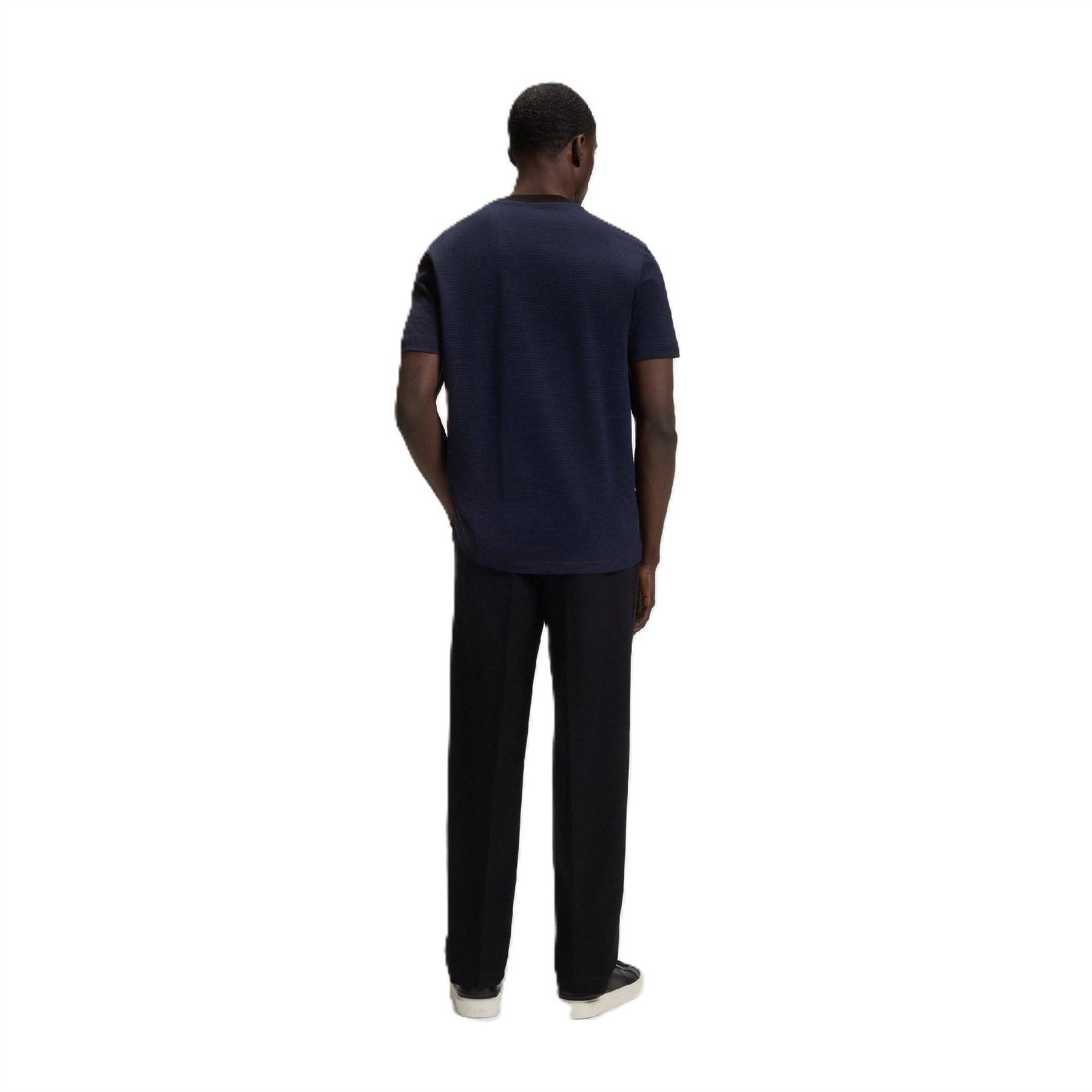 Boss Crew Neck Ribbed Collar Short Sleeve T-Shirt