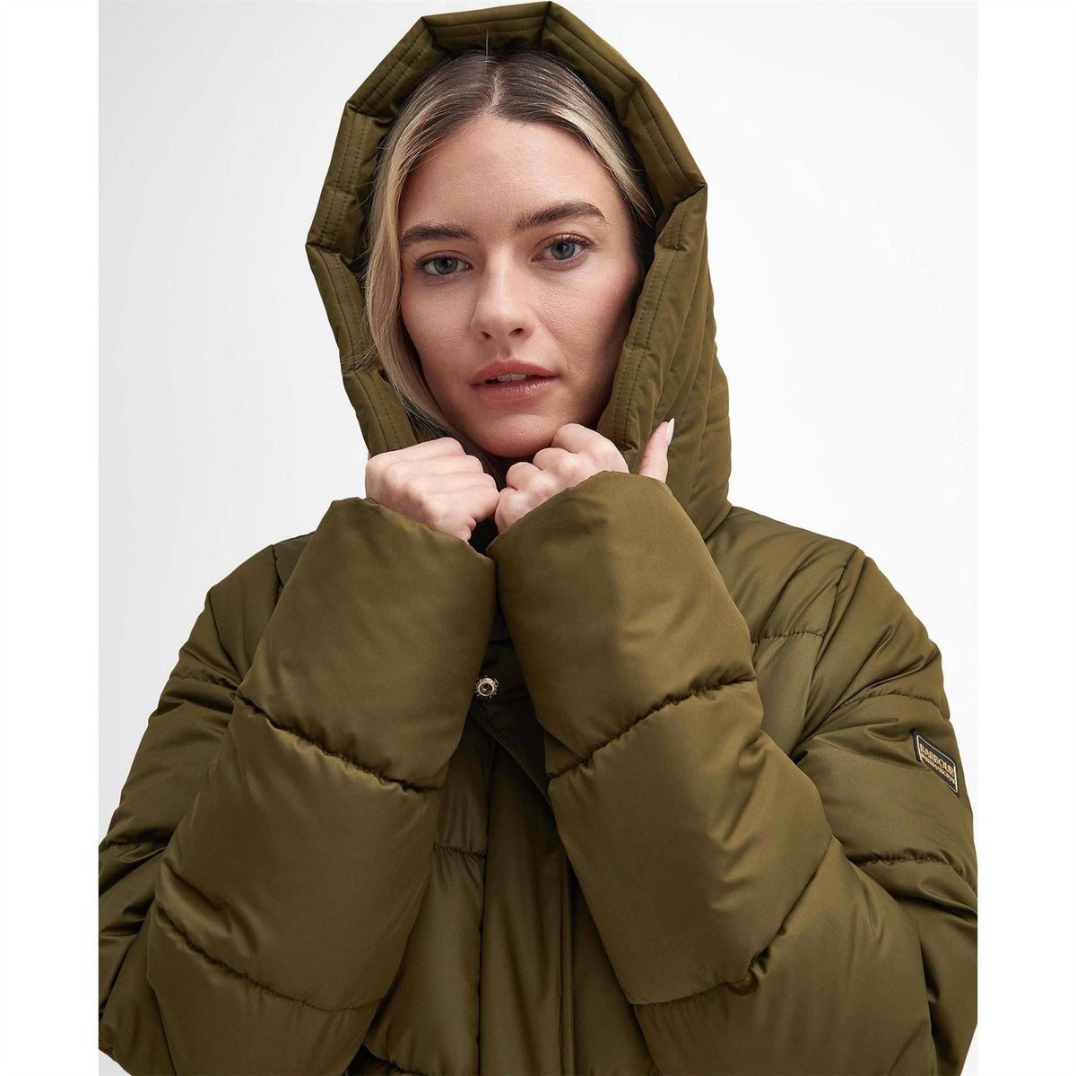 Barbour International Barron Quilted Funnel Collar Long Puffer Jacket