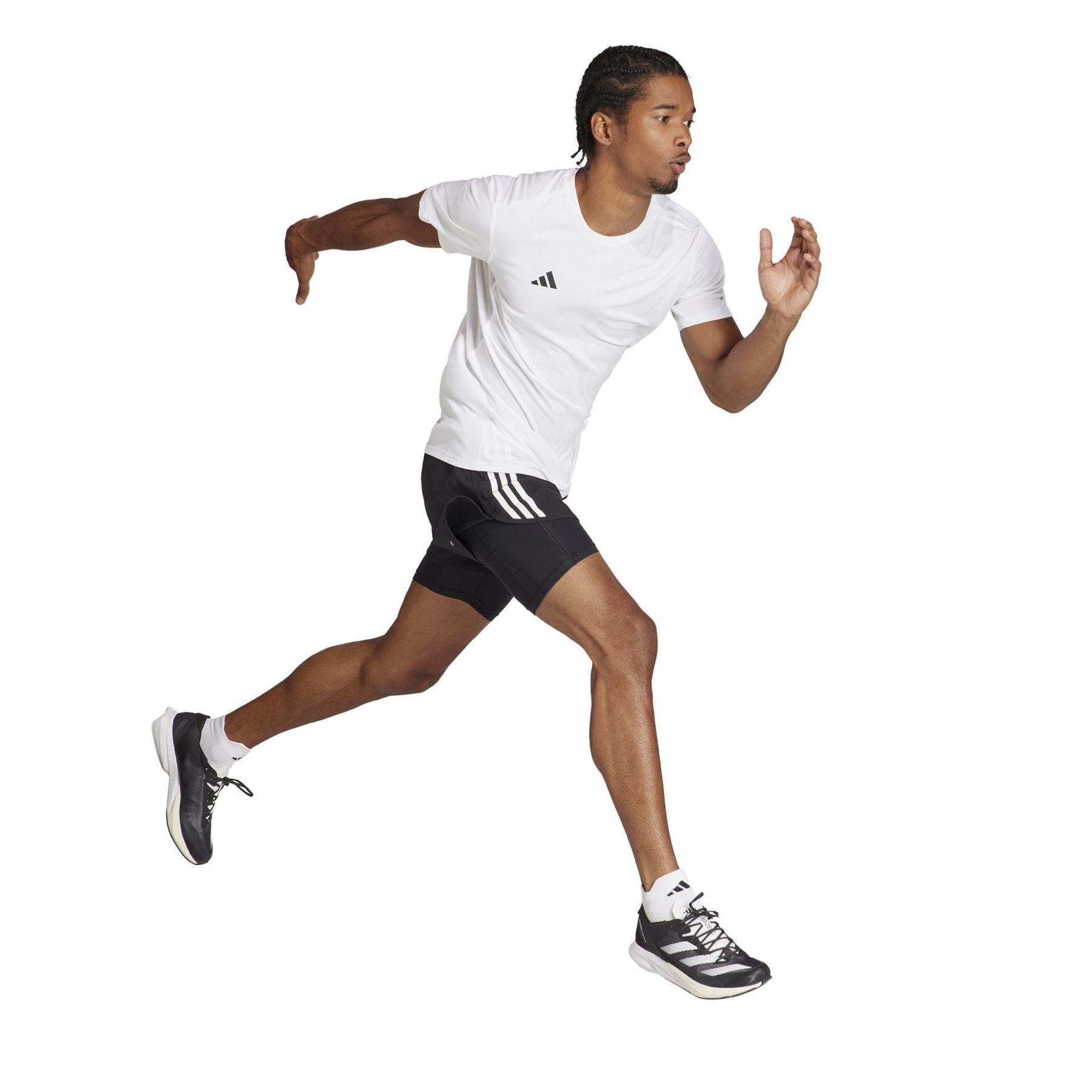 adidas Own The Run 3 Stripes 2 in 1 Running Road Shorts