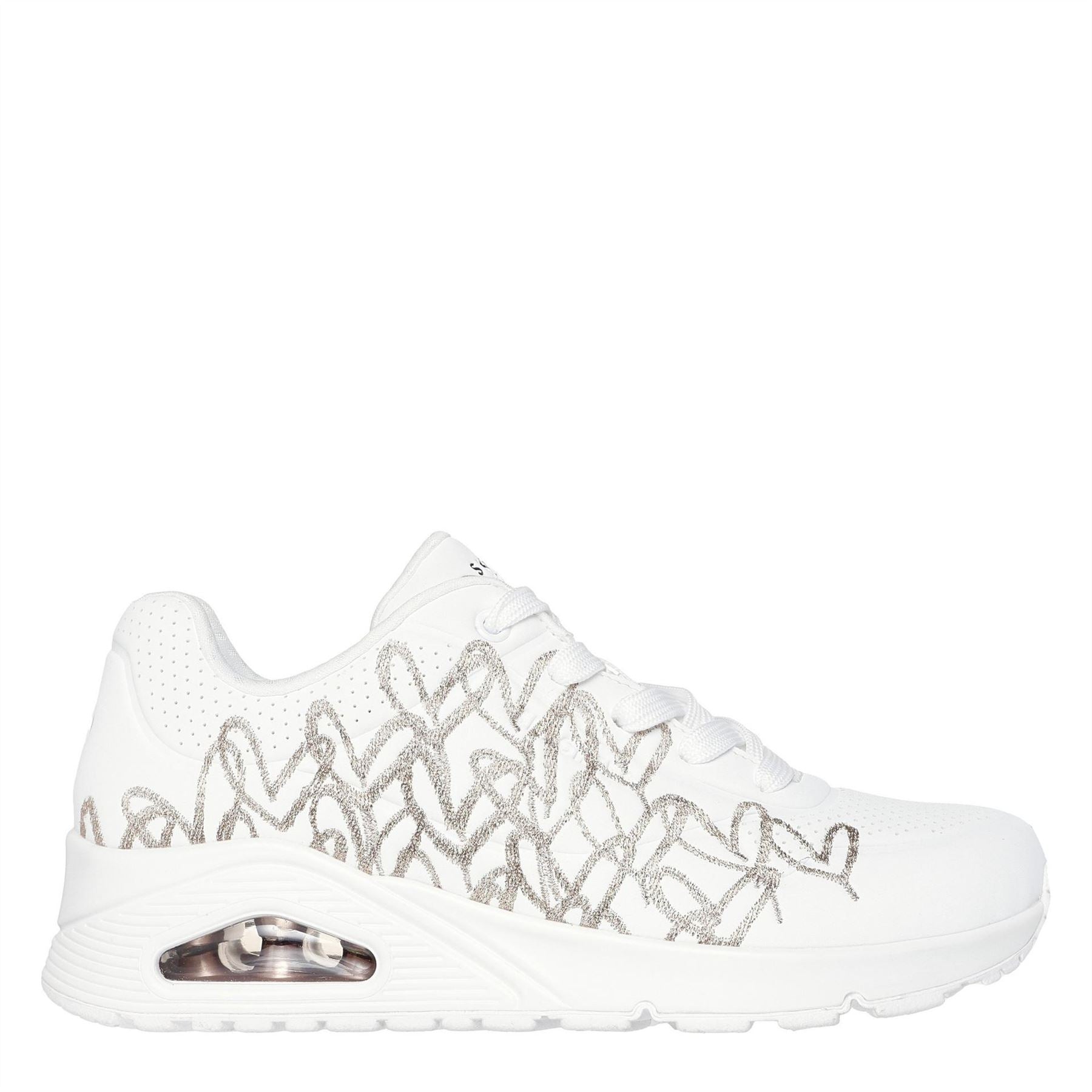 Skechers Womens Mylar Embroidery Heart De Low Top Trainers