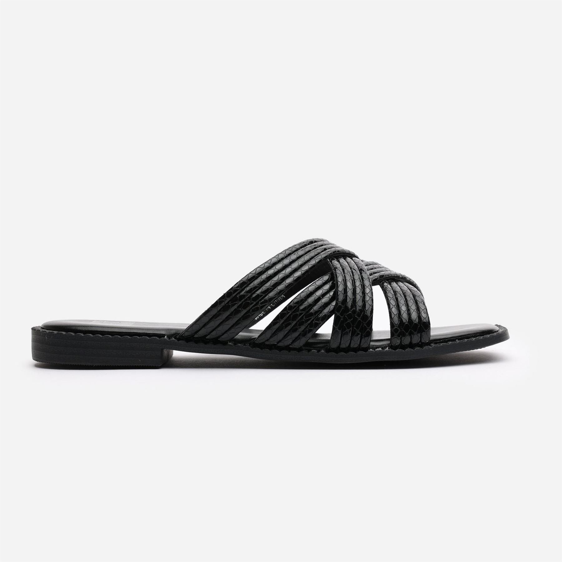 Wheres That From Crete Snake Skin Textured Slide Sandals