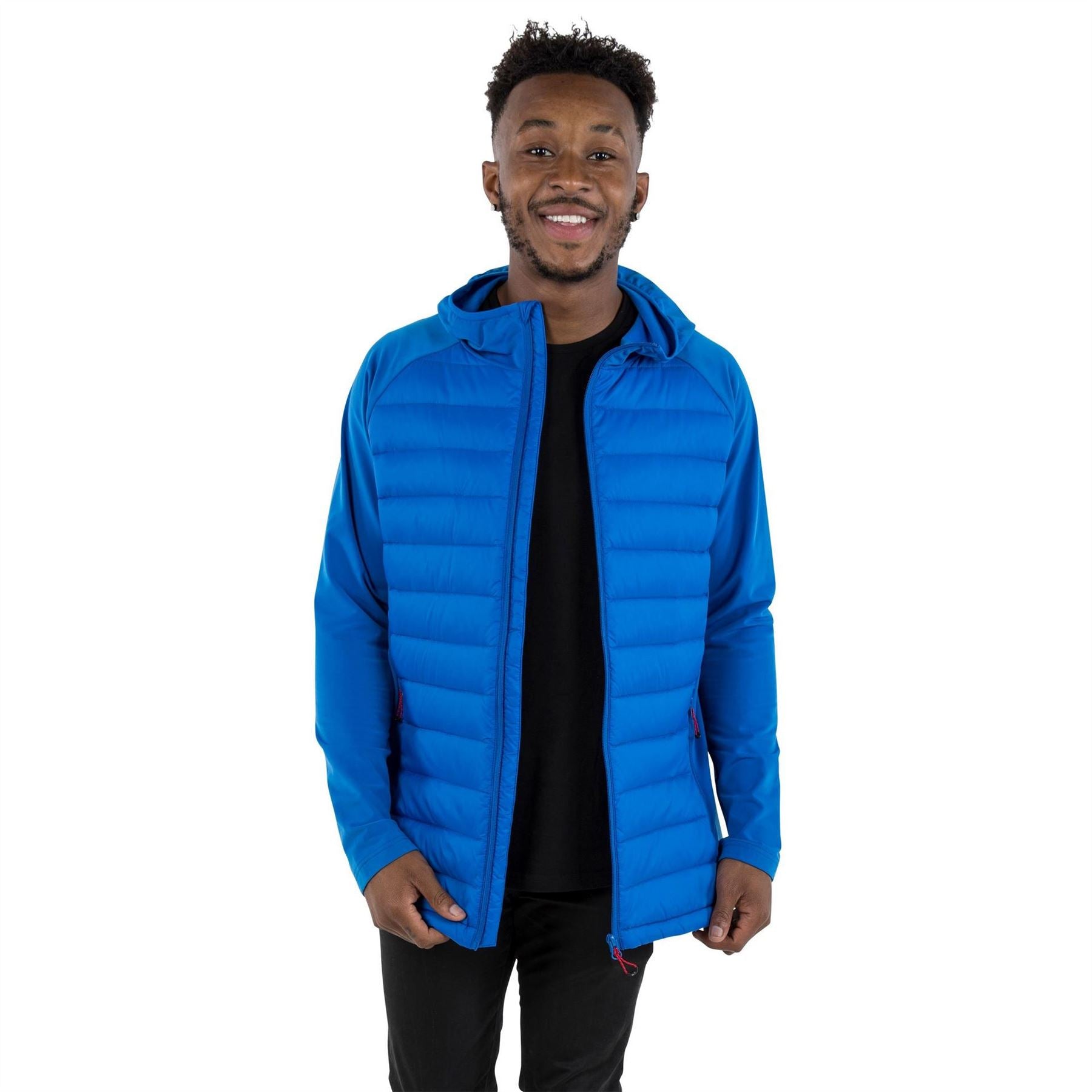 DLX Cade Solid Patterned Hooded Down Jacket with Zipped Pocket