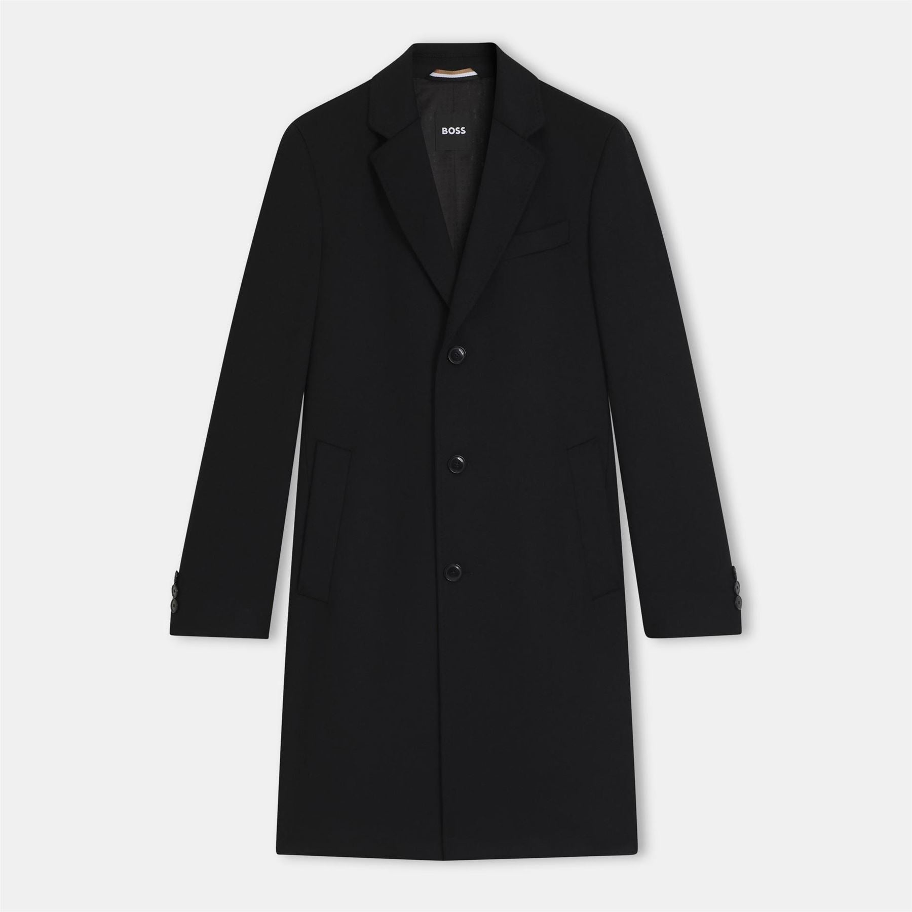 Boss HBB Hyde Black Long Sleeve Lapel Overcoat