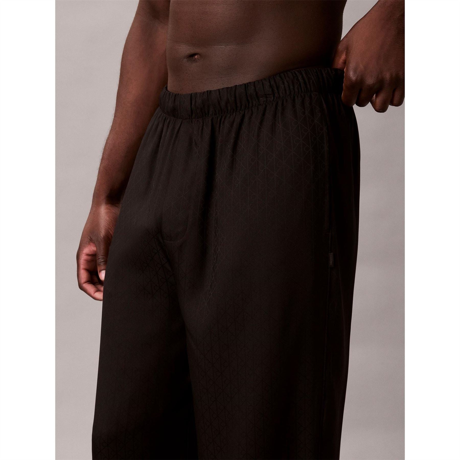Calvin Klein Satin Geometric Patterned Wide Leg Pajama Pants