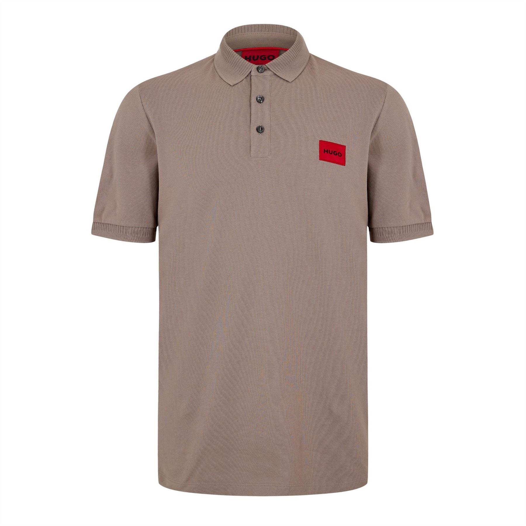 Hugo HUGO Deruso Short Sleeve Polo Shirt with Logo Detail and Ribbed Collar   Premium Cotton