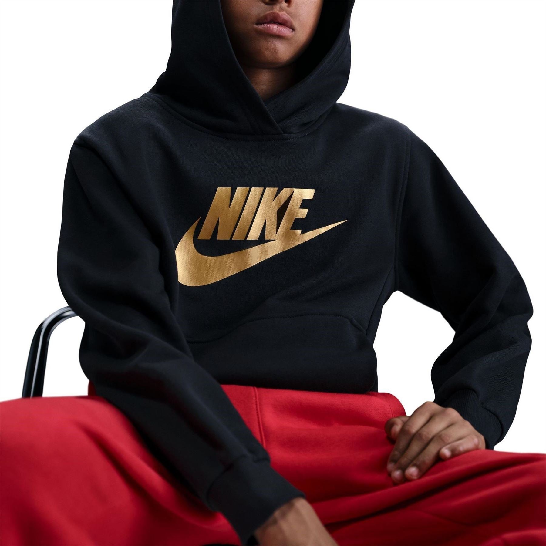 Nike Text Graphic Hooded Neck Long Sleeve Sweatshirt
