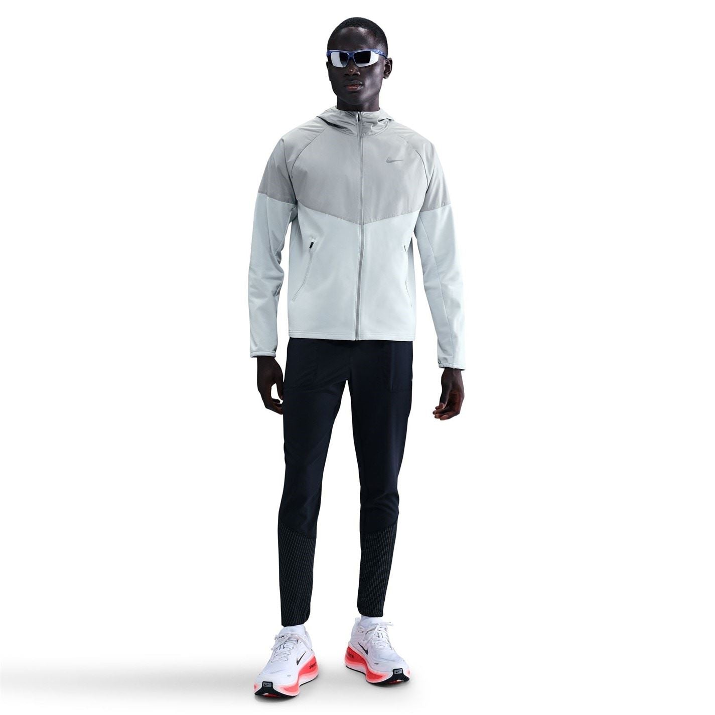 Nike Wint Miler Solid Patterned Hooded Drawstring Running Jacket