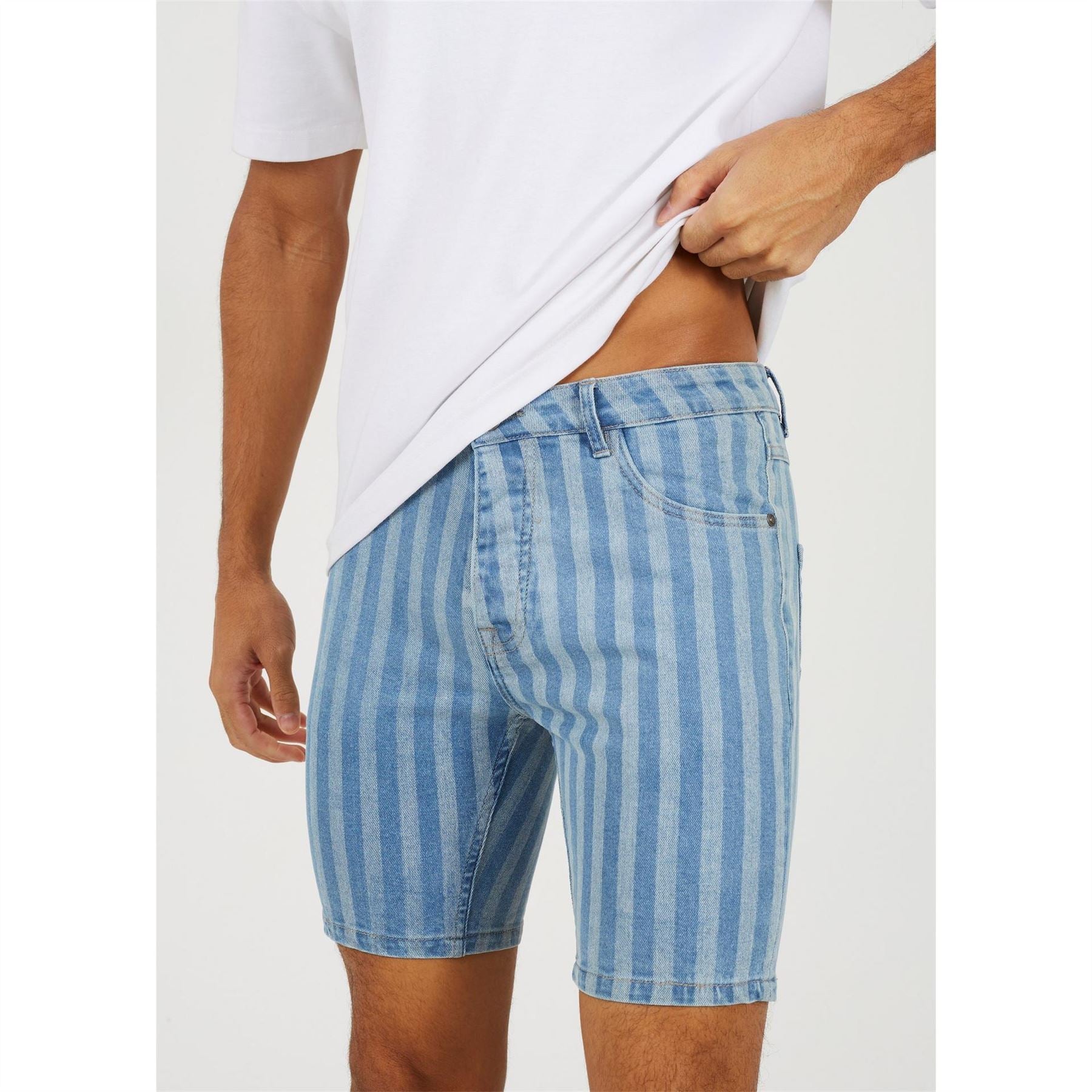 Brave Soul Stripe Denim Shorts
