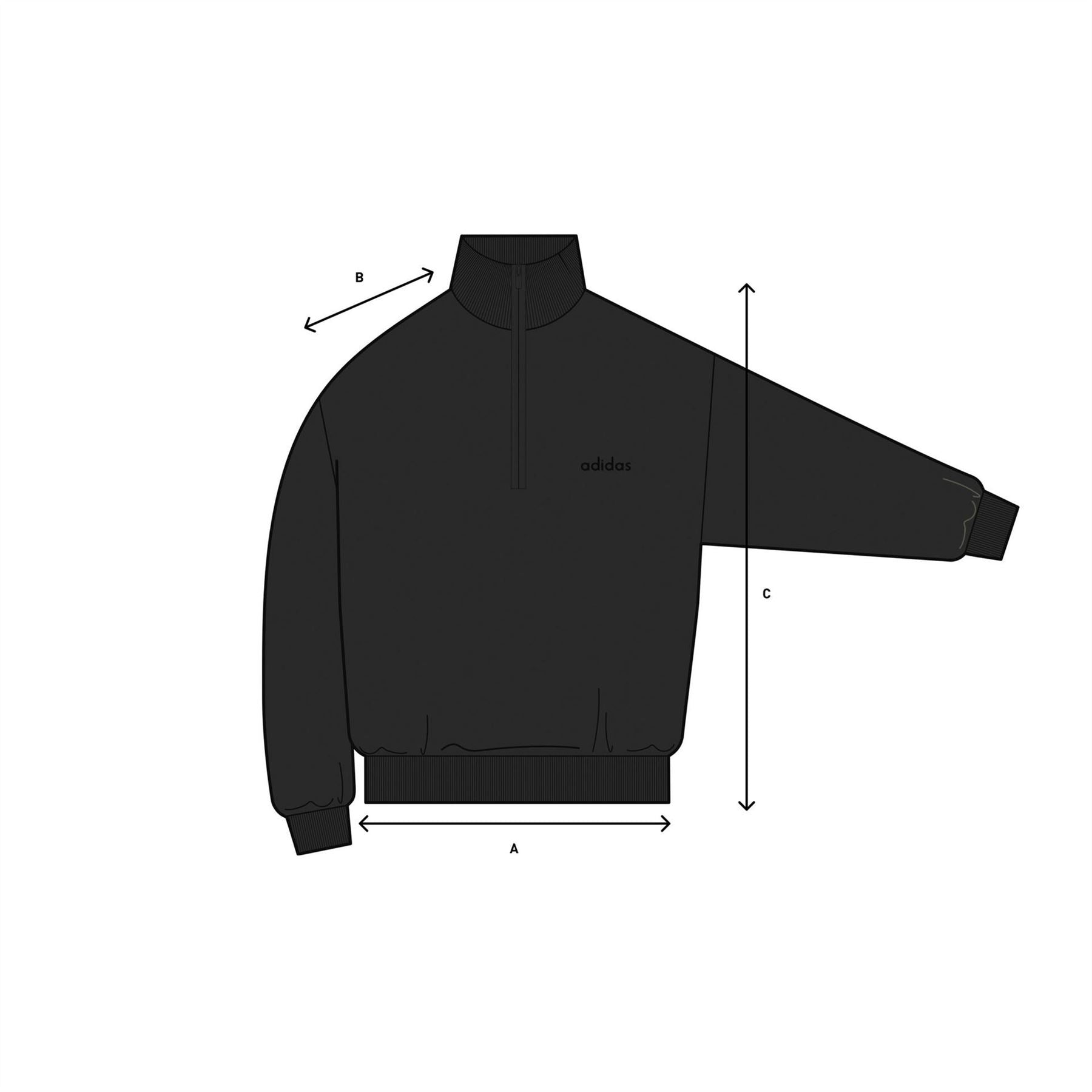 adidas Funnel Neck Zip Long Sleeve Oversize Sweatshirt