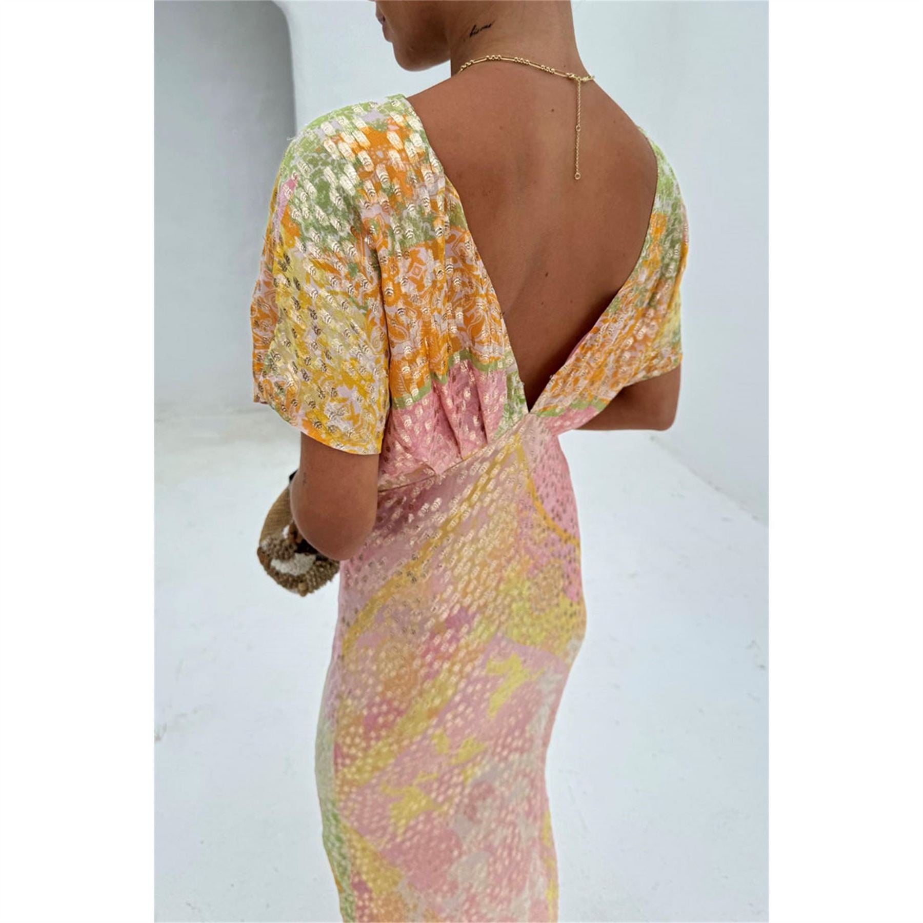 Never Fully Dressed Boho Elodie V-Neck Maxi Slip Dress