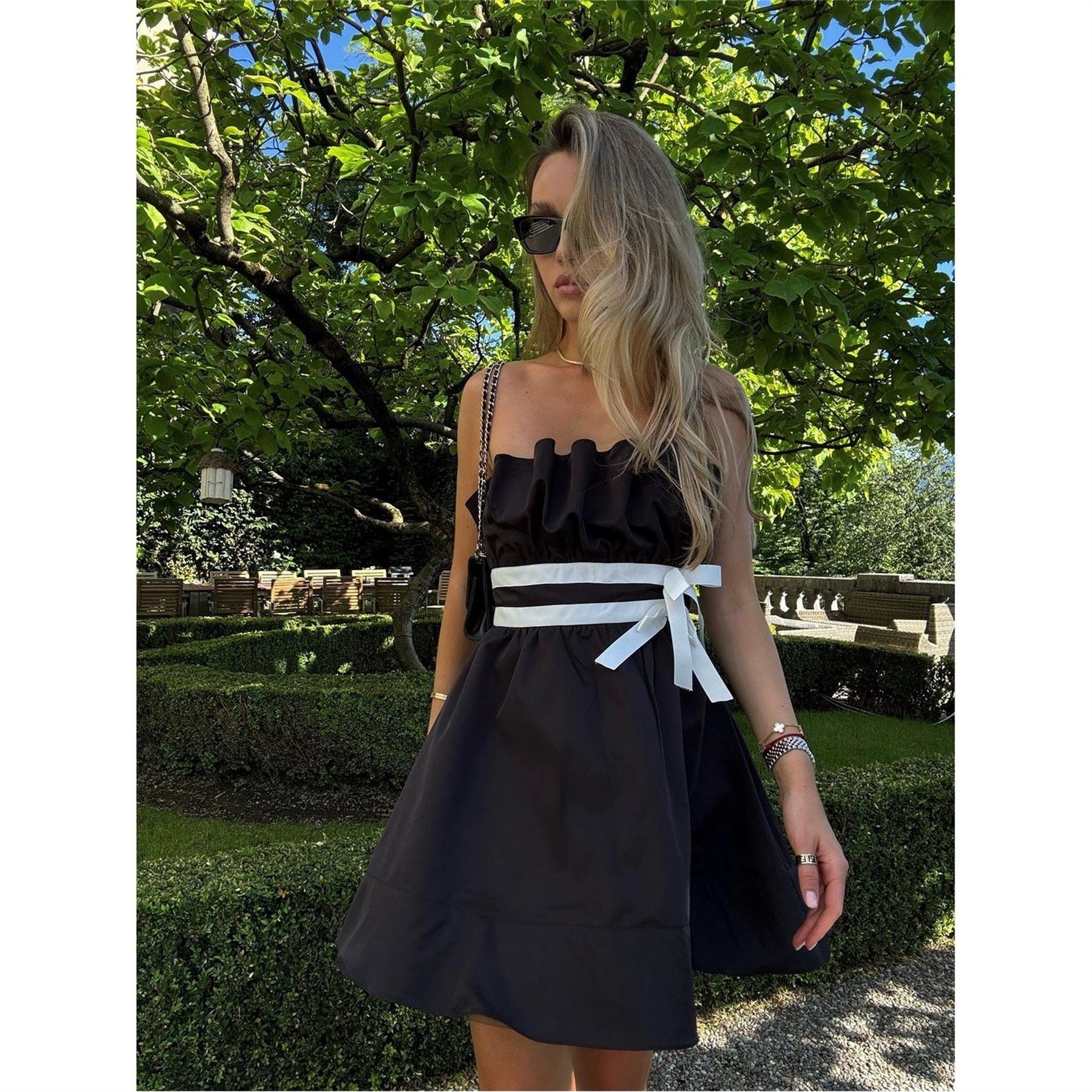 Collective The Label The Label Black Sleeveless Bow Mini Dress