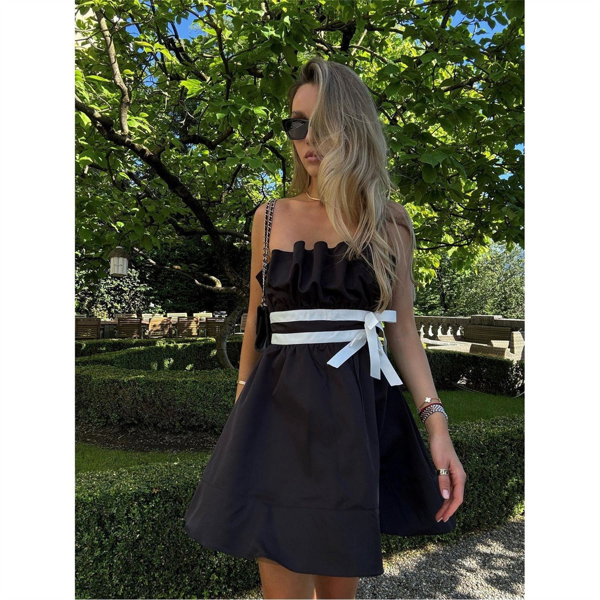 Collective The Label The Label Black Sleeveless Bow Mini Dress