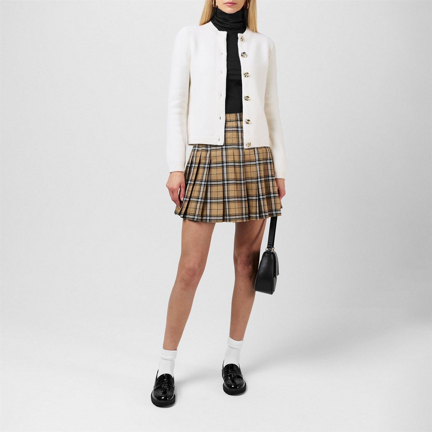 Fabric Pleated Checked Skort