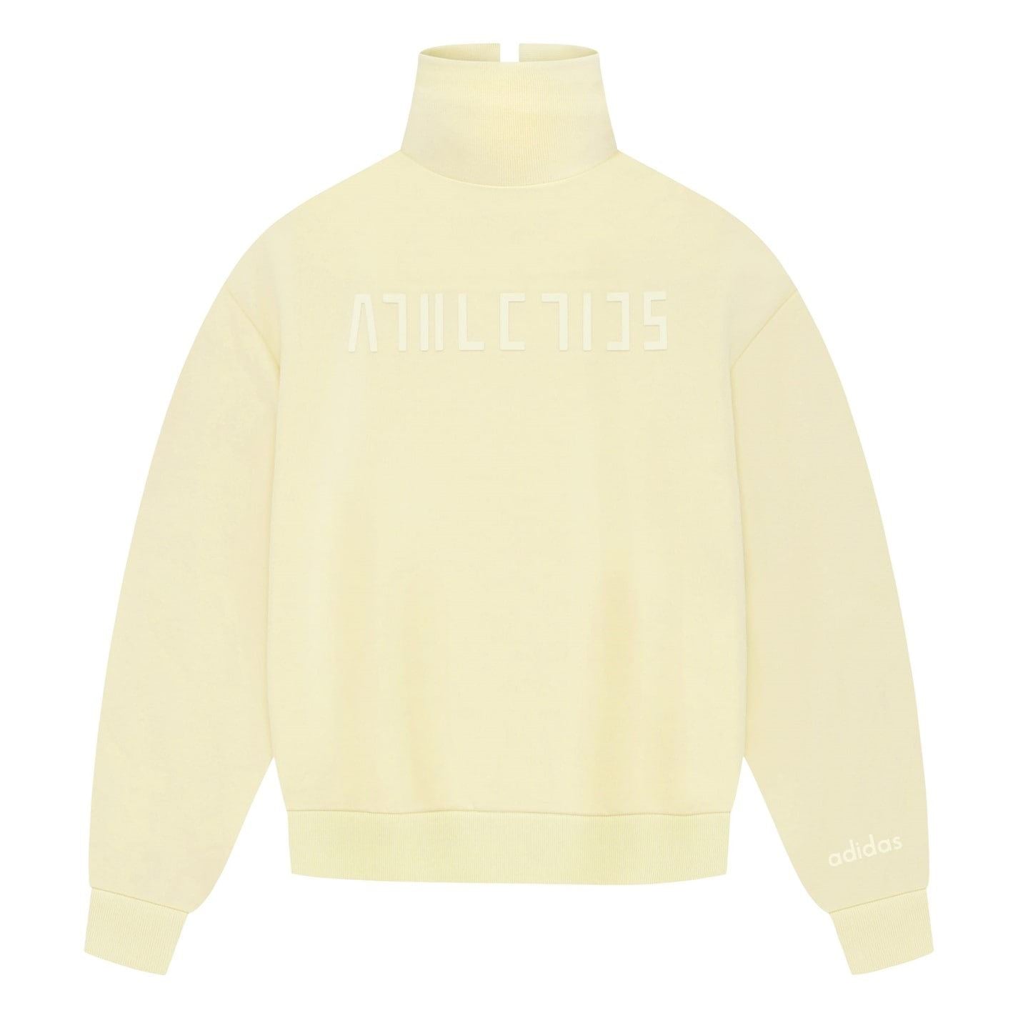 adidas Relaxed Fit Embroidered Lettering Funnel Neck Long Sleeve Athletic Top
