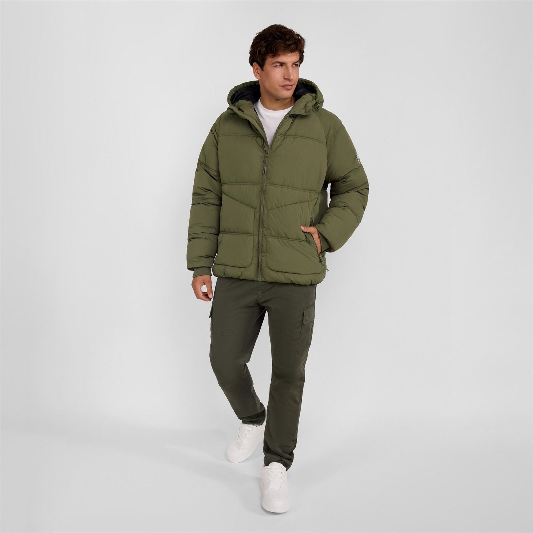 Minoti Boys Quilted Jacket With Raglan Sleeves Khaki