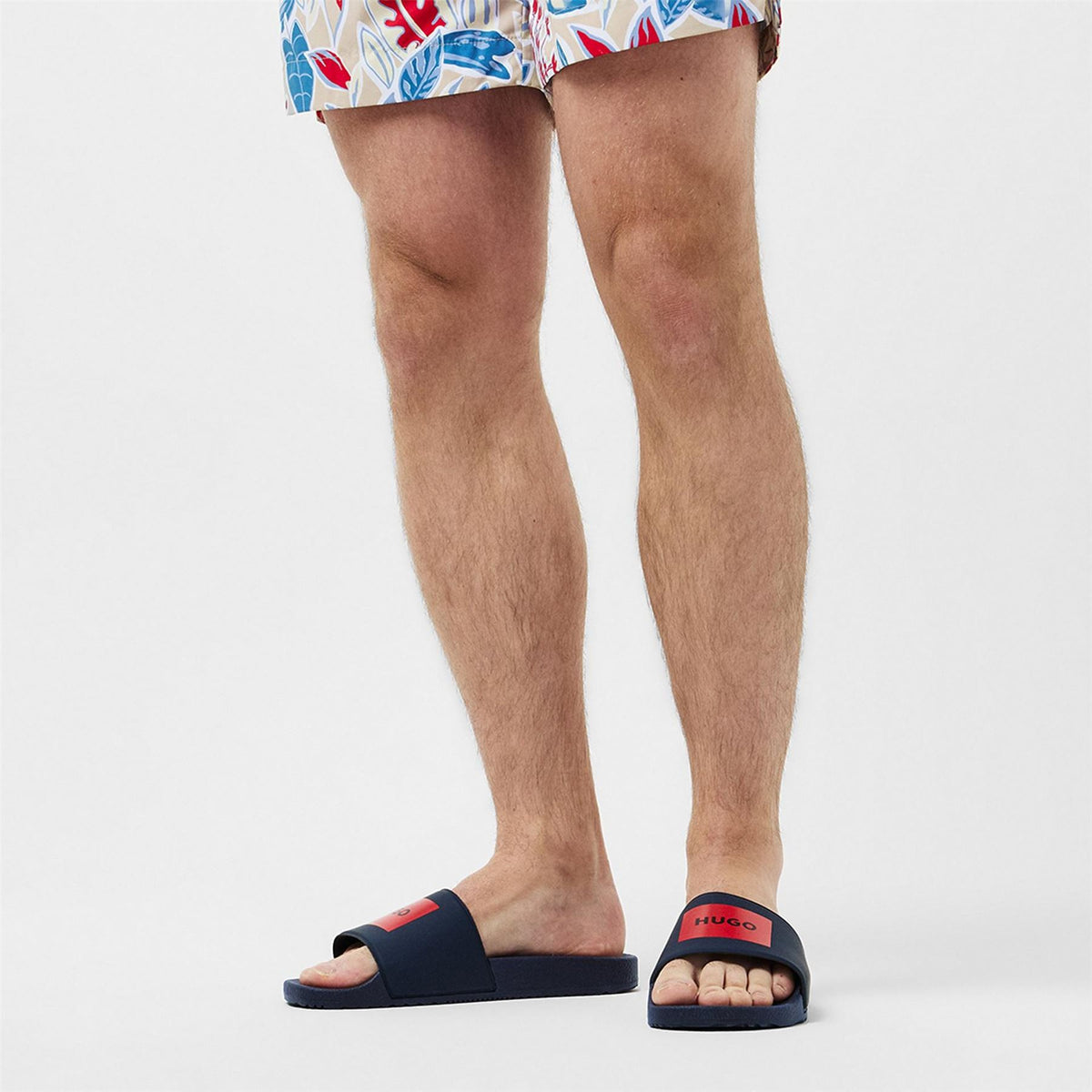 Hugo Logo Print Open Toe Slides