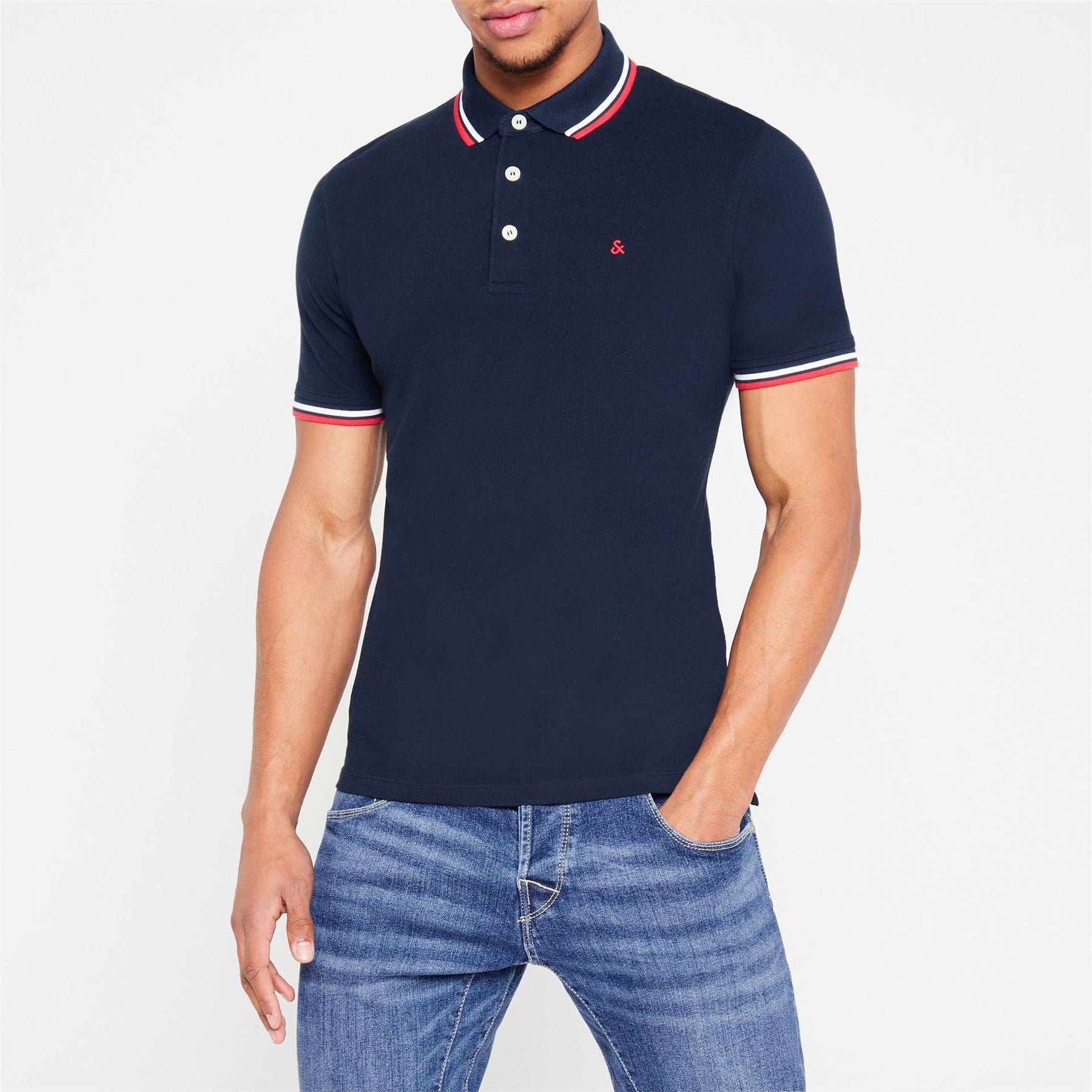 Jack and Jones Paulos Tipped Pique Short Sleeve Polo Shirt