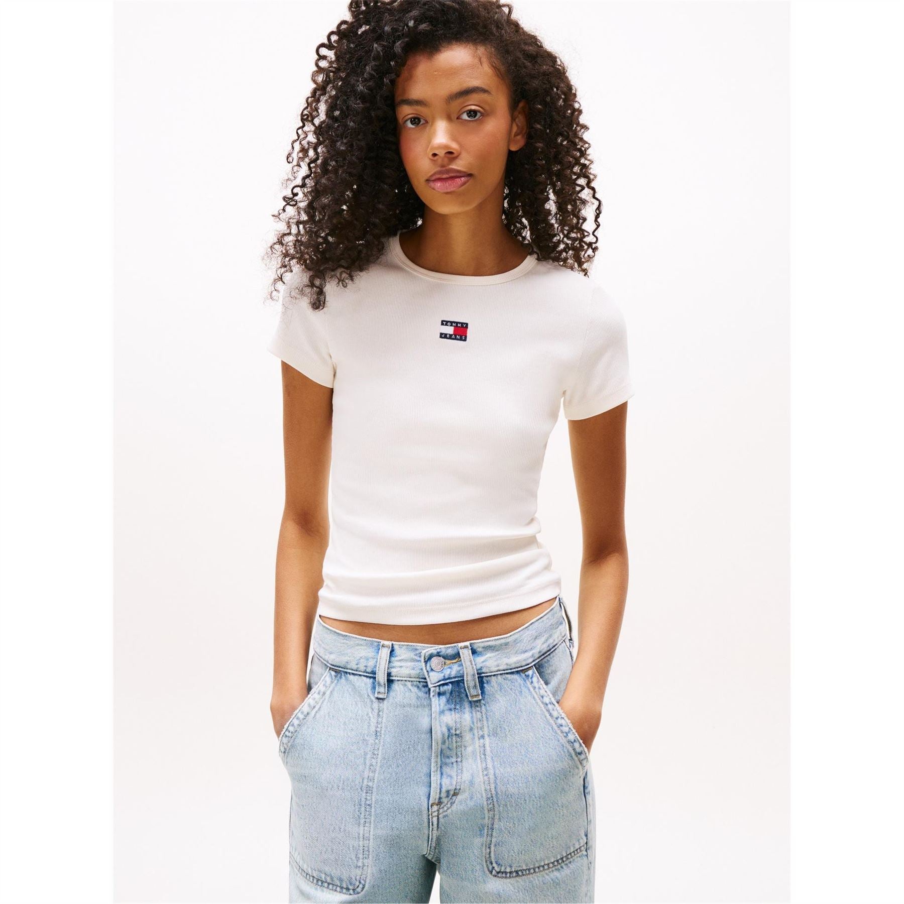 Tommy Jeans Badge Rib Crew Neck Regular Fit T-Shirt