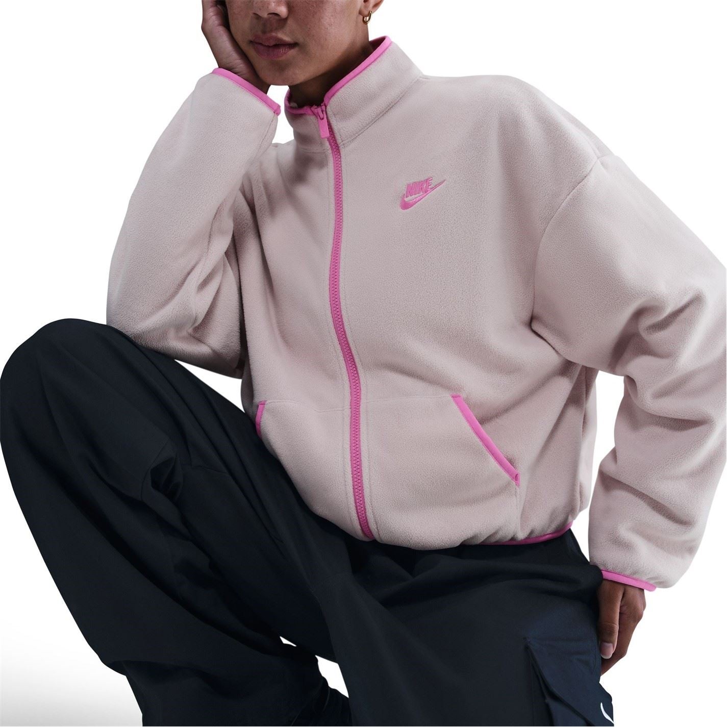 Nike Club Fleece Full Zipper Solid Patterned Jacket