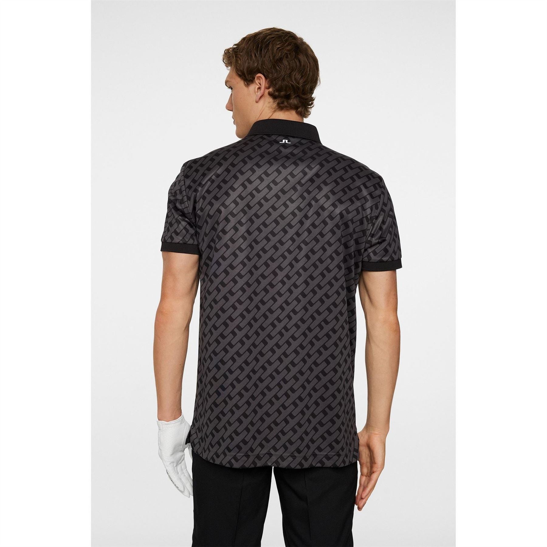 J Lindeberg Golf Tech Print Short Sleeve Performance Polo Shirt